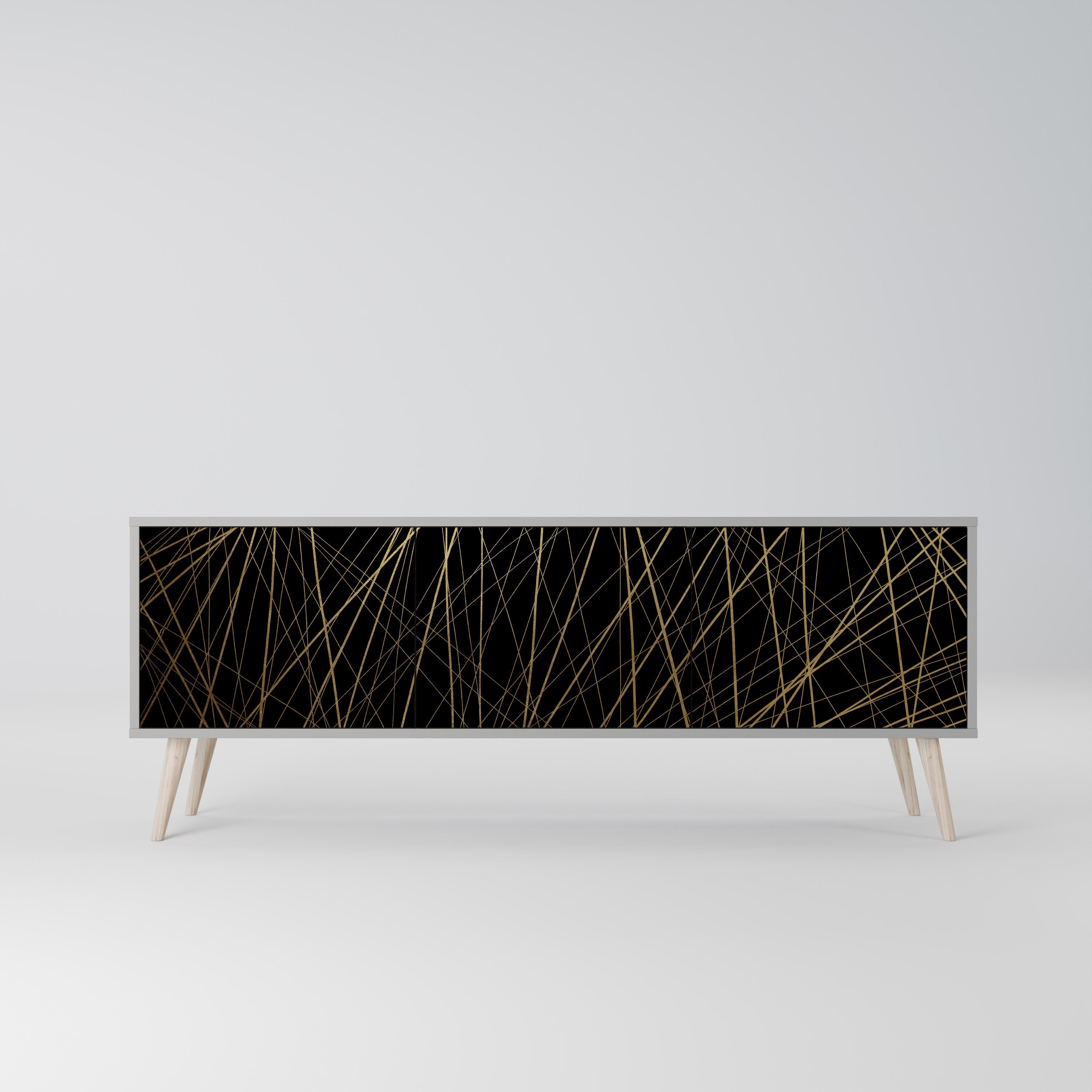 Meuble TV 3 portes BRIGHT MESH finition grise