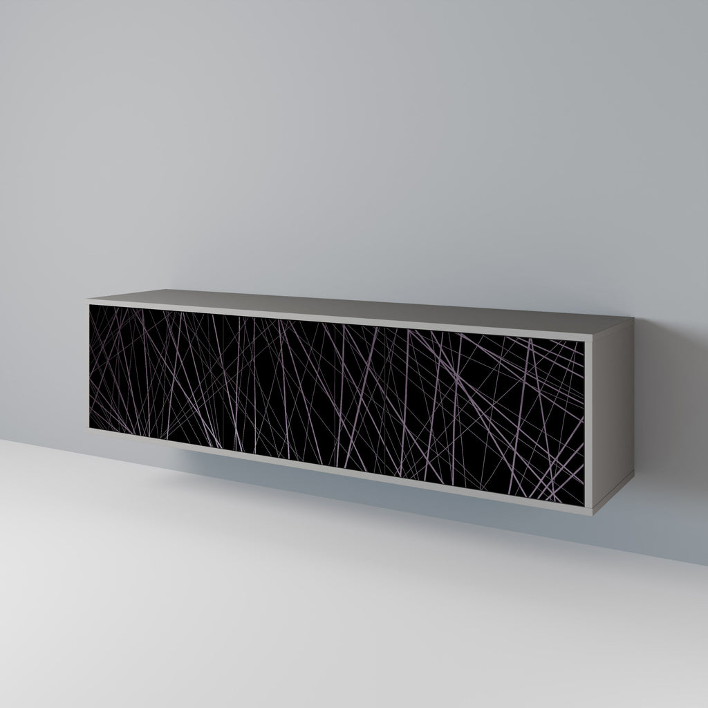 Meuble TV 3 portes SHIMMER SPIDERGRAM en finition grise