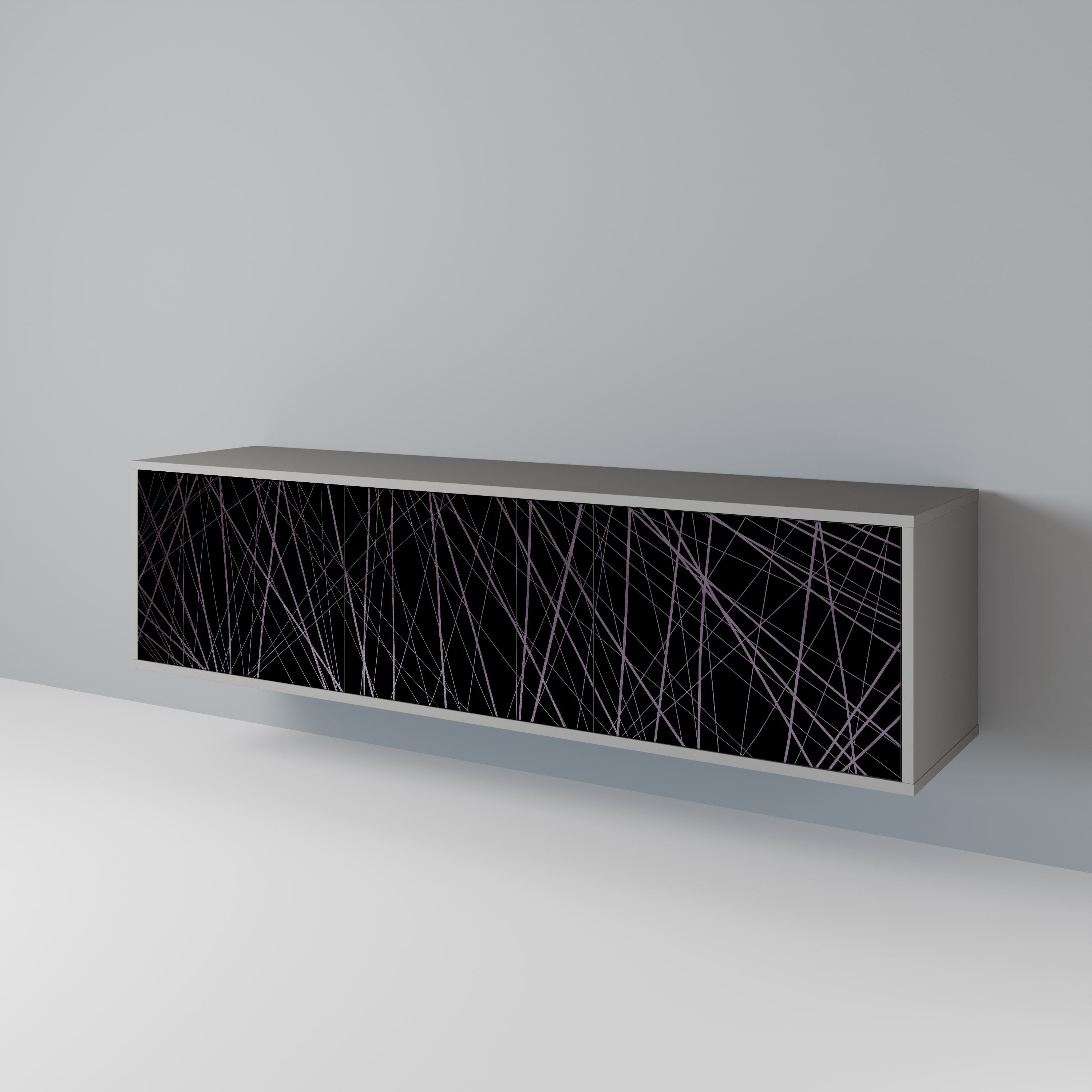 Meuble TV 3 portes SHIMMER SPIDERGRAM en finition grise