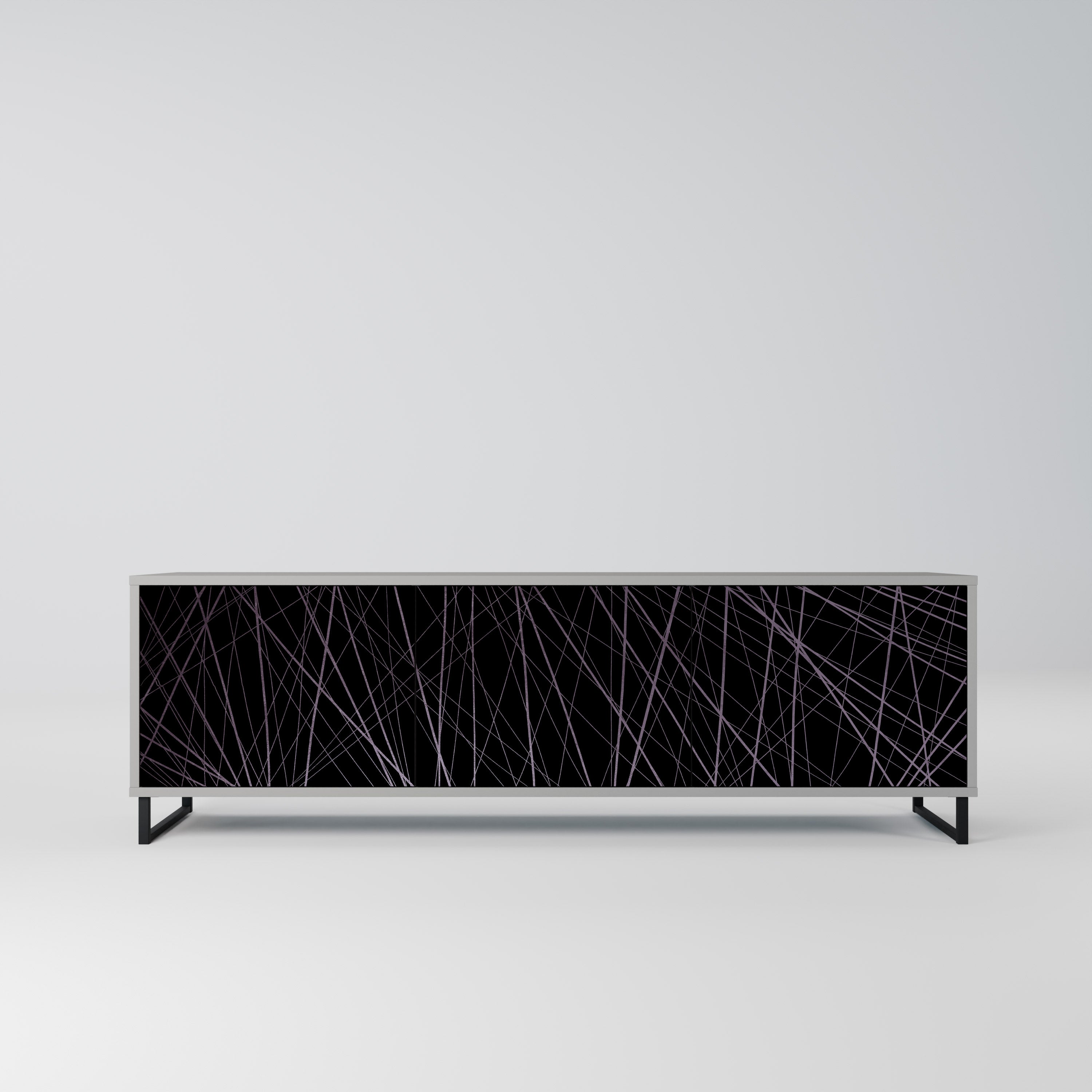 Meuble TV 3 portes SHIMMER SPIDERGRAM en finition grise