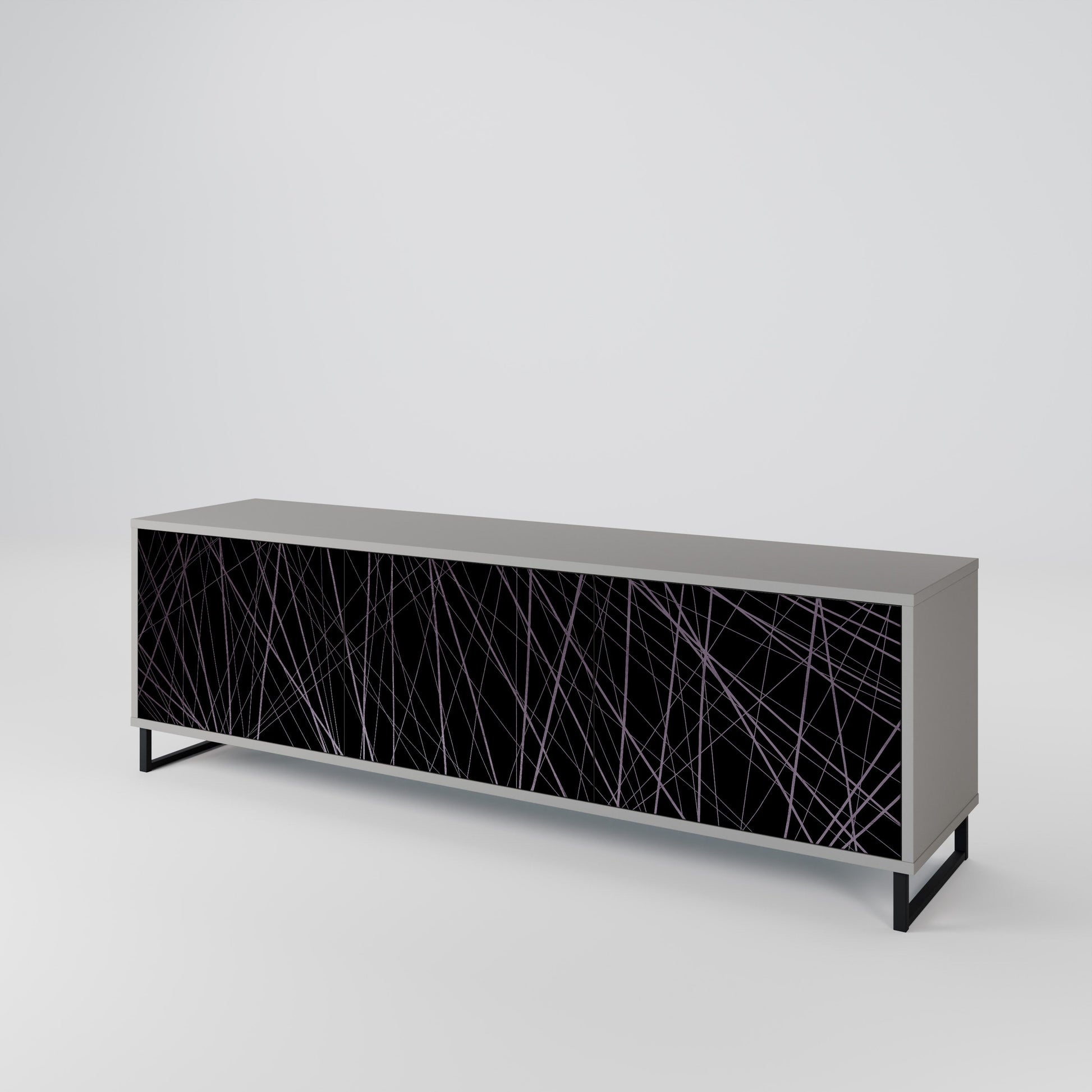 Meuble TV 3 portes SHIMMER SPIDERGRAM en finition grise