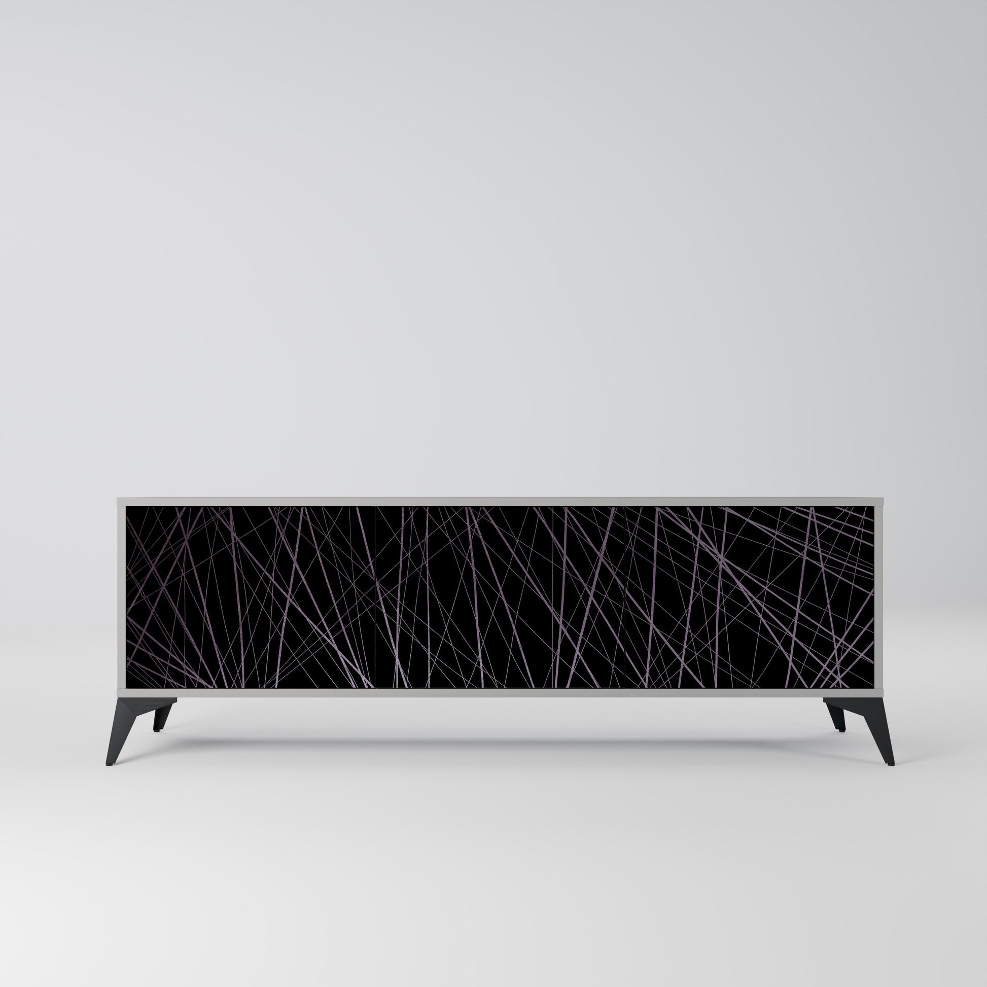 Meuble TV 3 portes SHIMMER SPIDERGRAM en finition grise