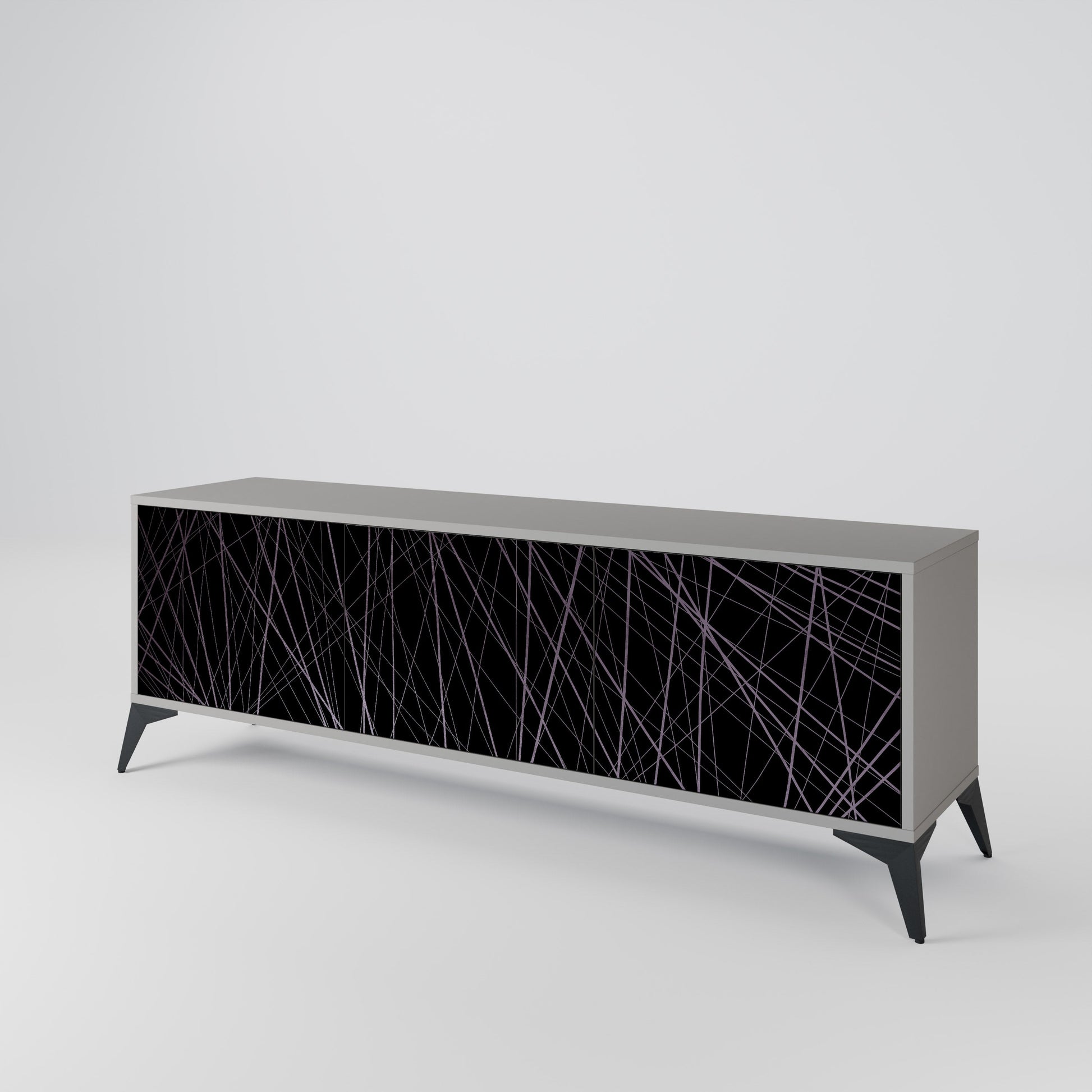 Meuble TV 3 portes SHIMMER SPIDERGRAM en finition grise