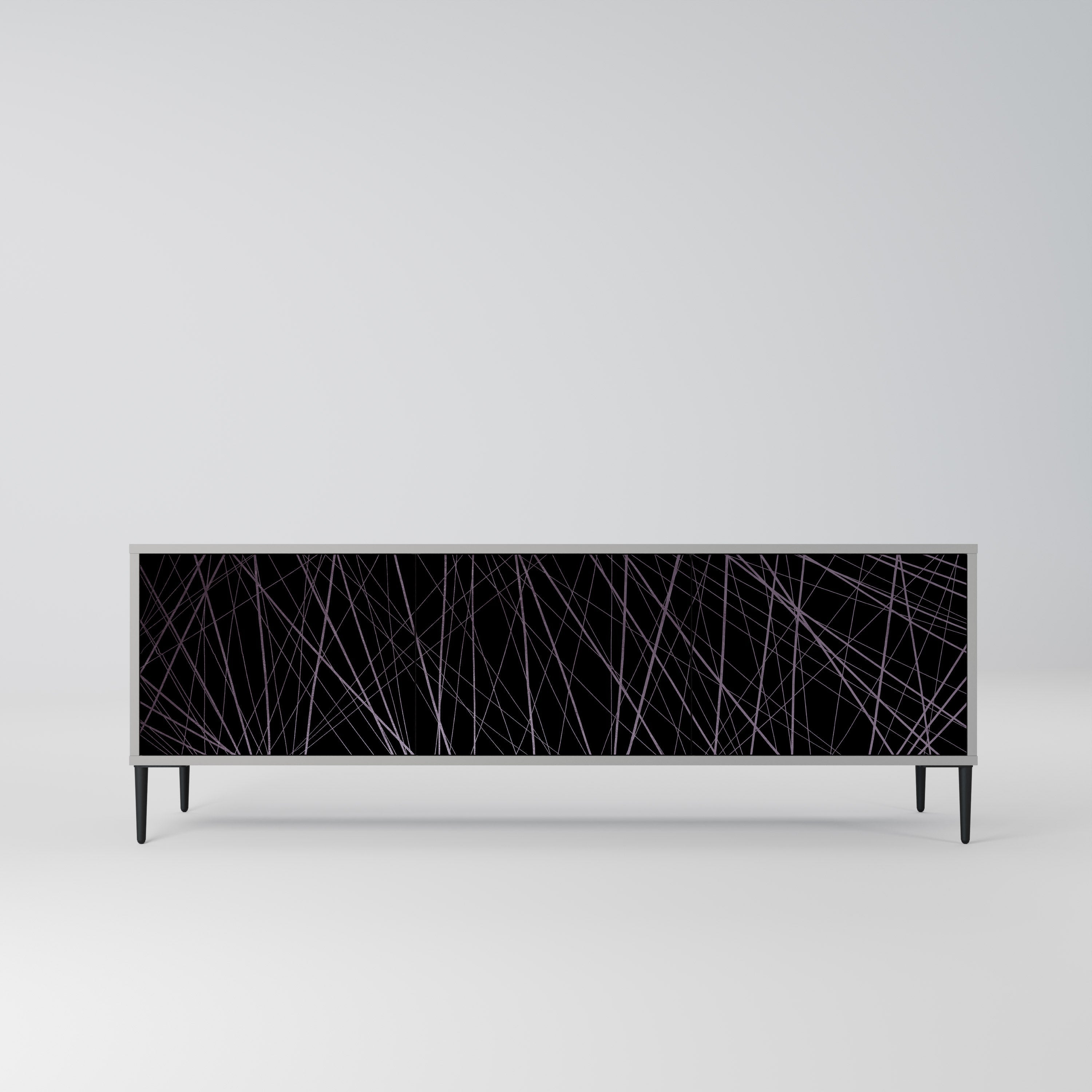 Meuble TV 3 portes SHIMMER SPIDERGRAM en finition grise