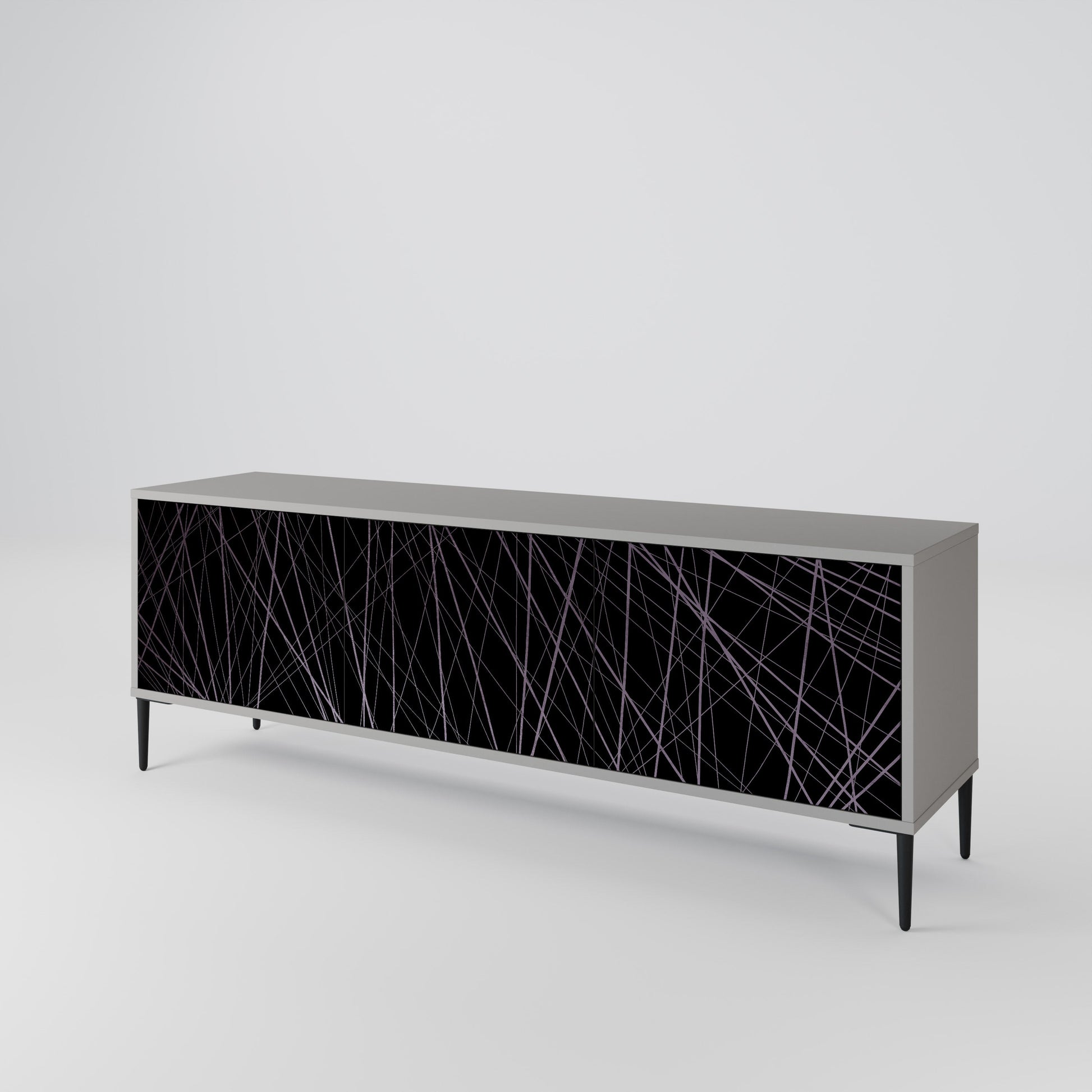 Meuble TV 3 portes SHIMMER SPIDERGRAM en finition grise