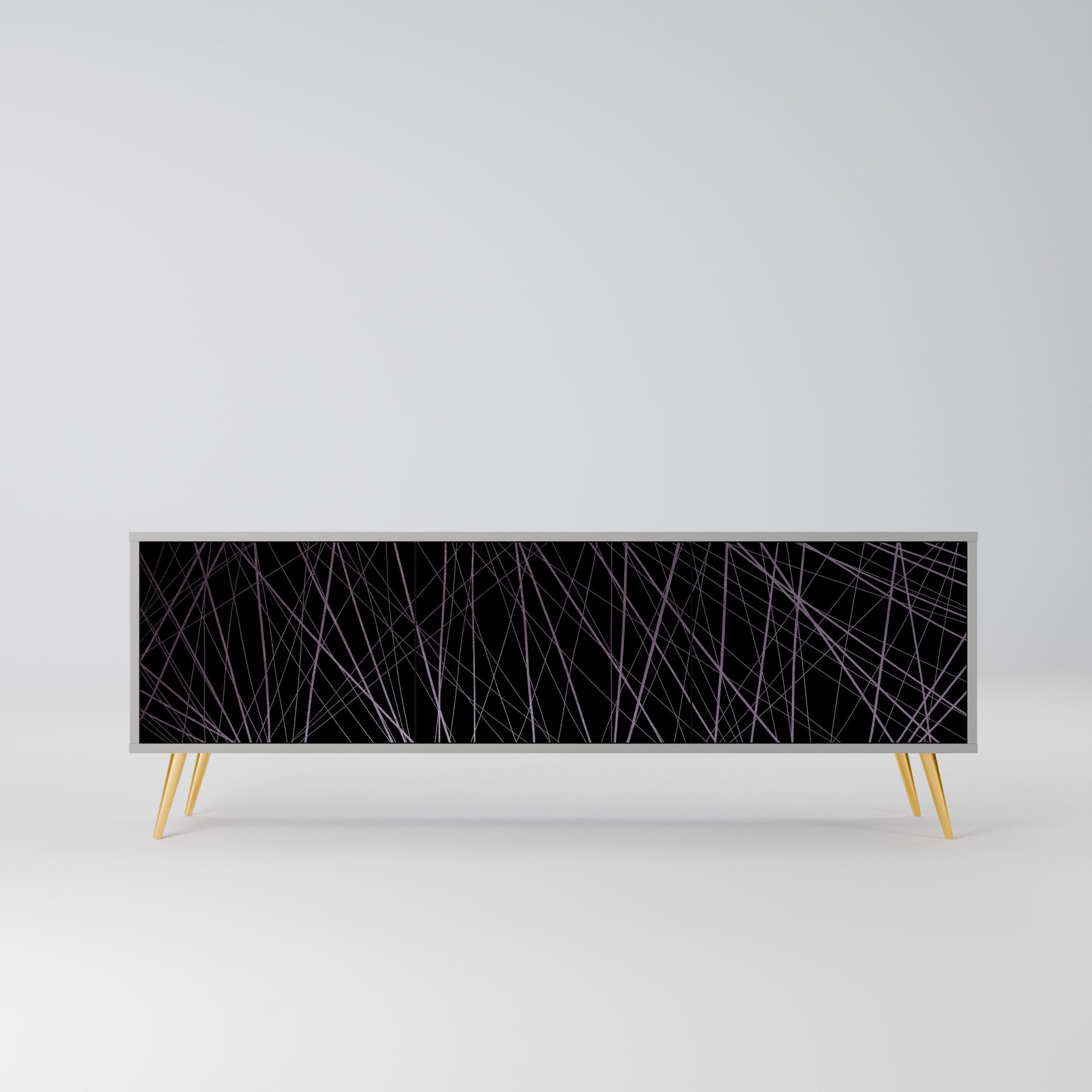Meuble TV 3 portes SHIMMER SPIDERGRAM en finition grise