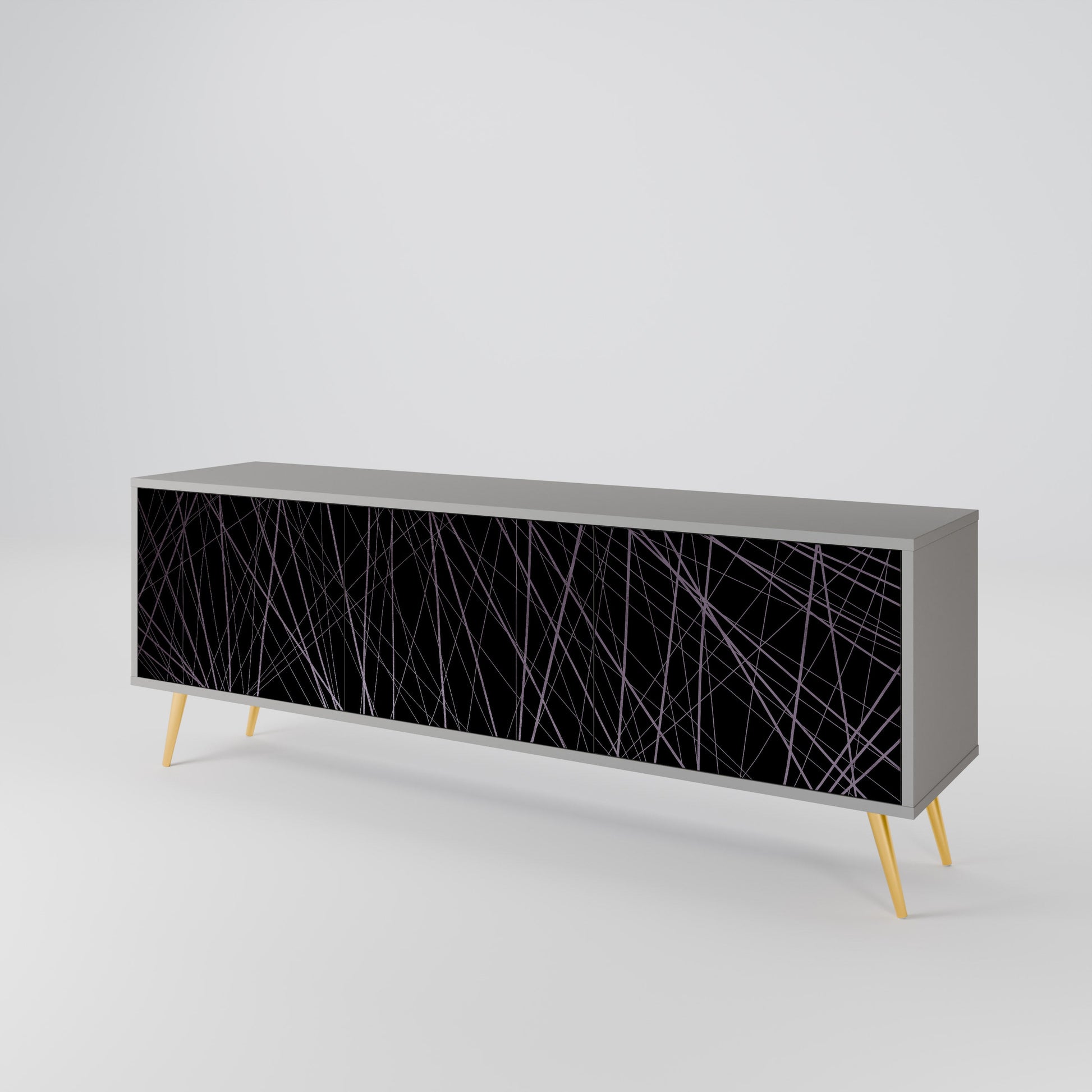 Meuble TV 3 portes SHIMMER SPIDERGRAM en finition grise