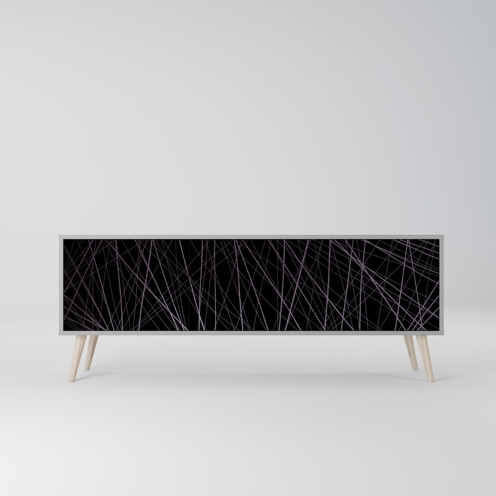 Meuble TV 3 portes SHIMMER SPIDERGRAM en finition grise