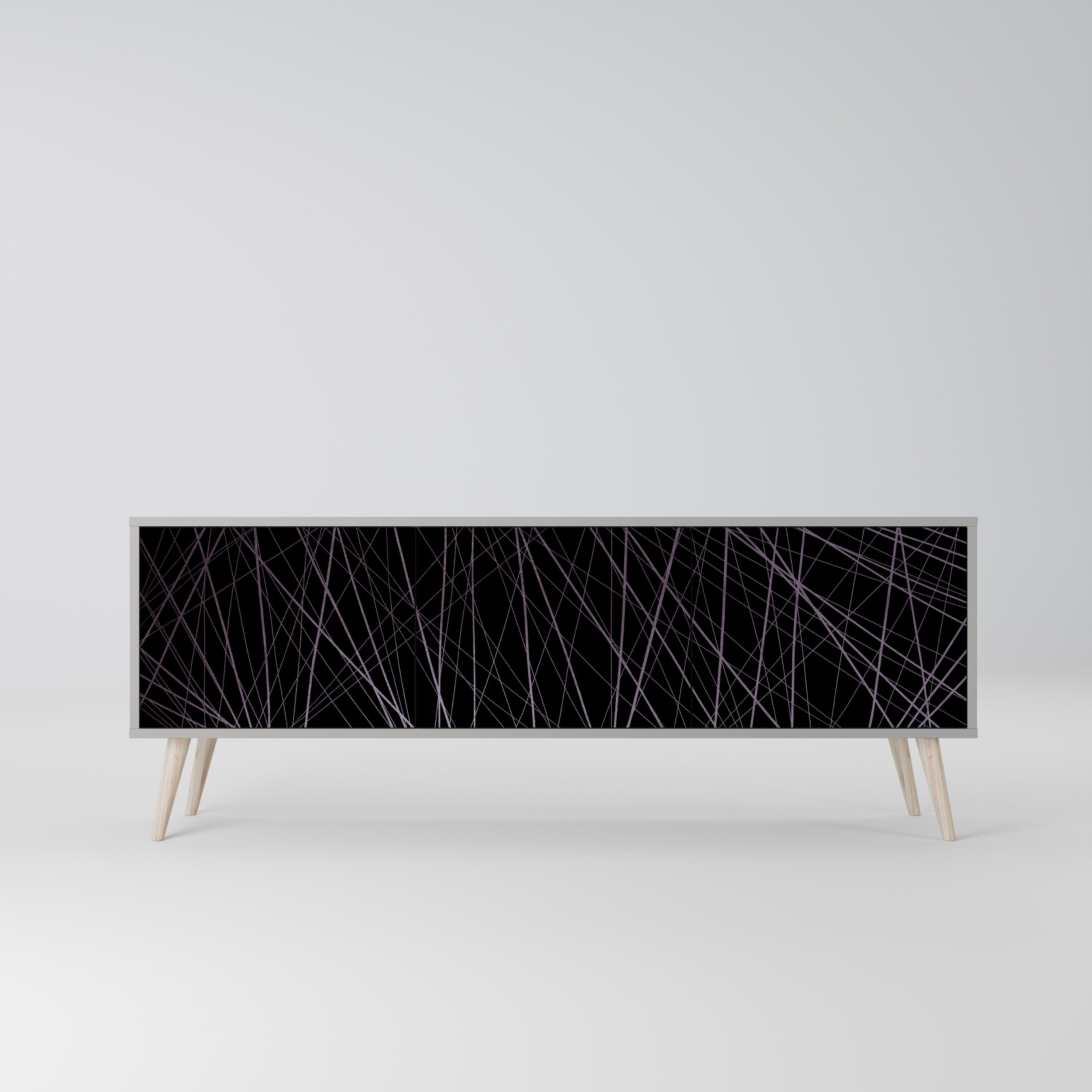 Meuble TV 3 portes SHIMMER SPIDERGRAM en finition grise