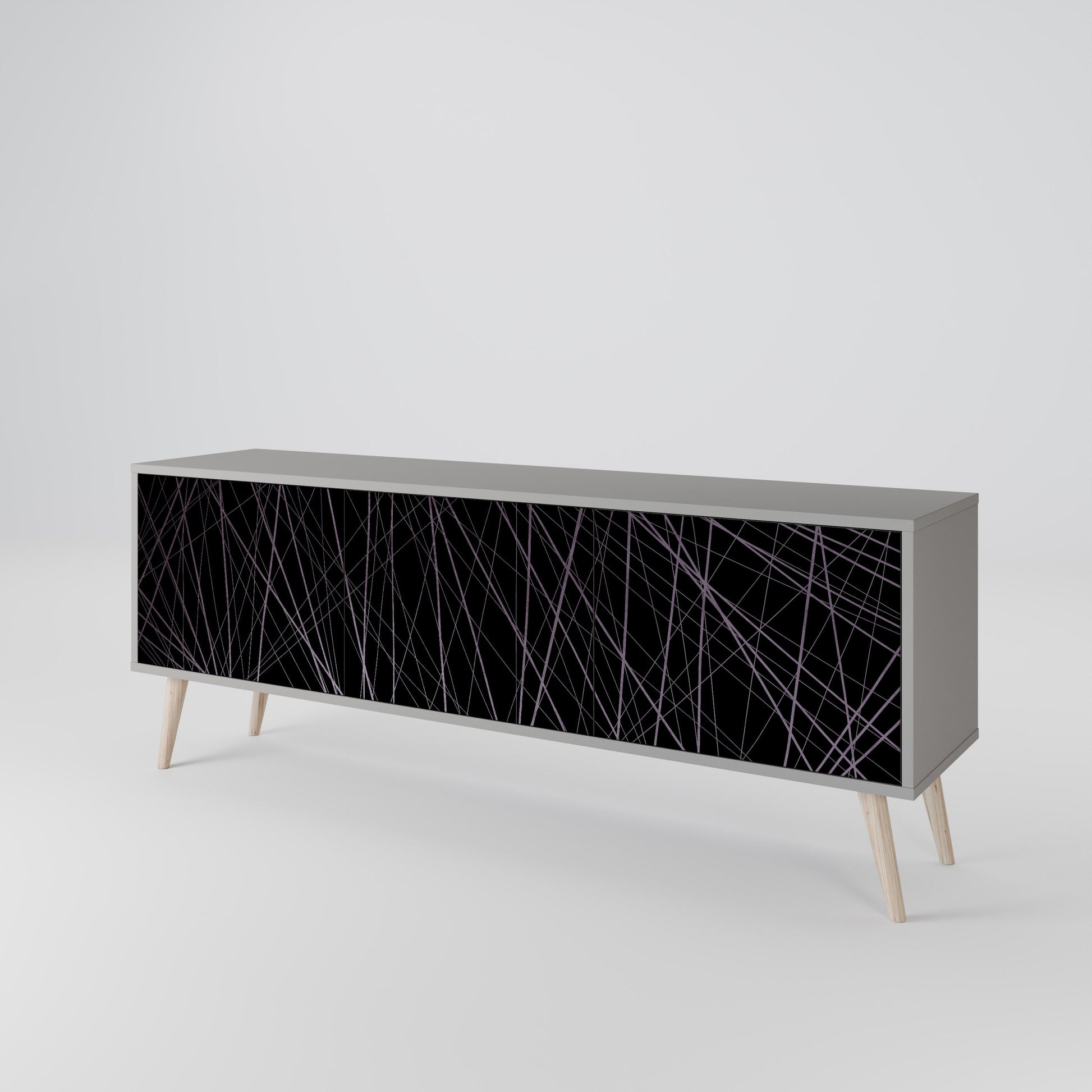 Meuble TV 3 portes SHIMMER SPIDERGRAM en finition grise