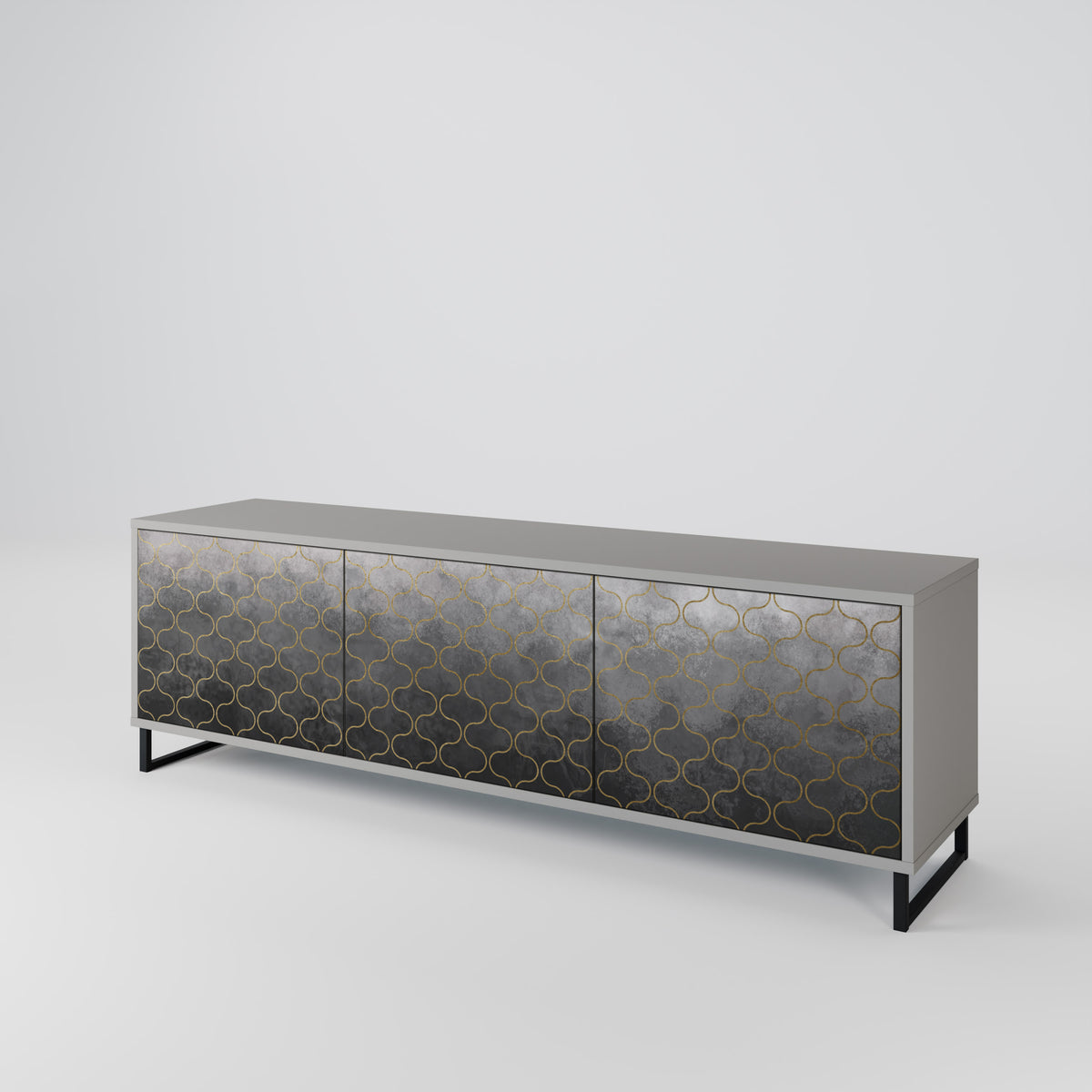 TESSELATED GRAYISH 3-Door TV Cabinet