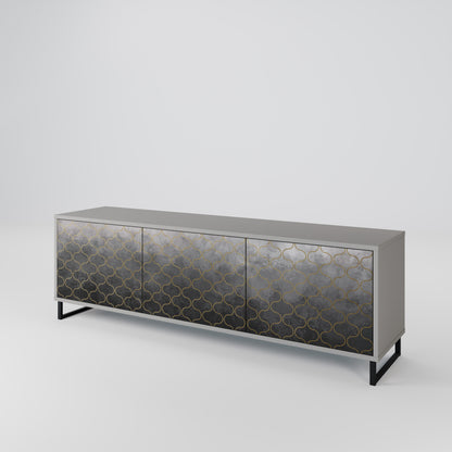 TESSELATED GRAYISH 3-Door TV Cabinet