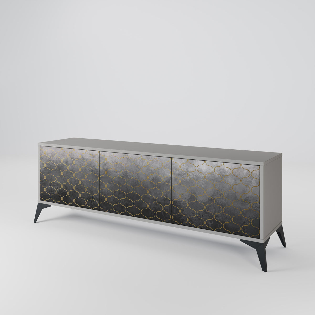 TESSELATED GRAYISH 3-Door TV Cabinet