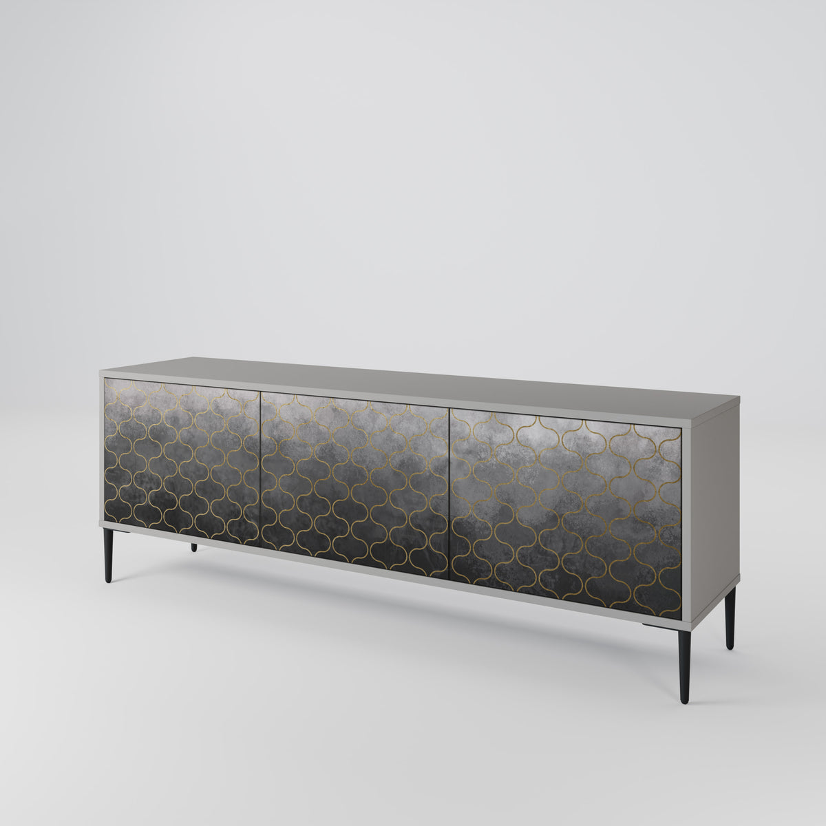TESSELATED GRAYISH 3-Door TV Cabinet