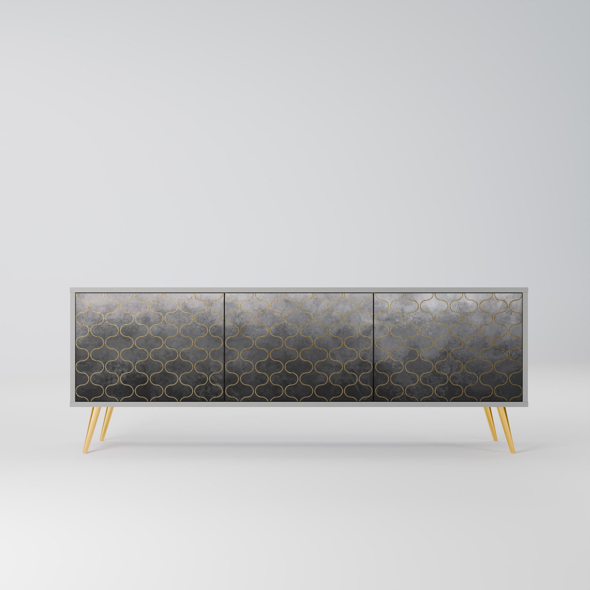 Meuble TV 3 portes TESSELATED GRAYISH, finition grise