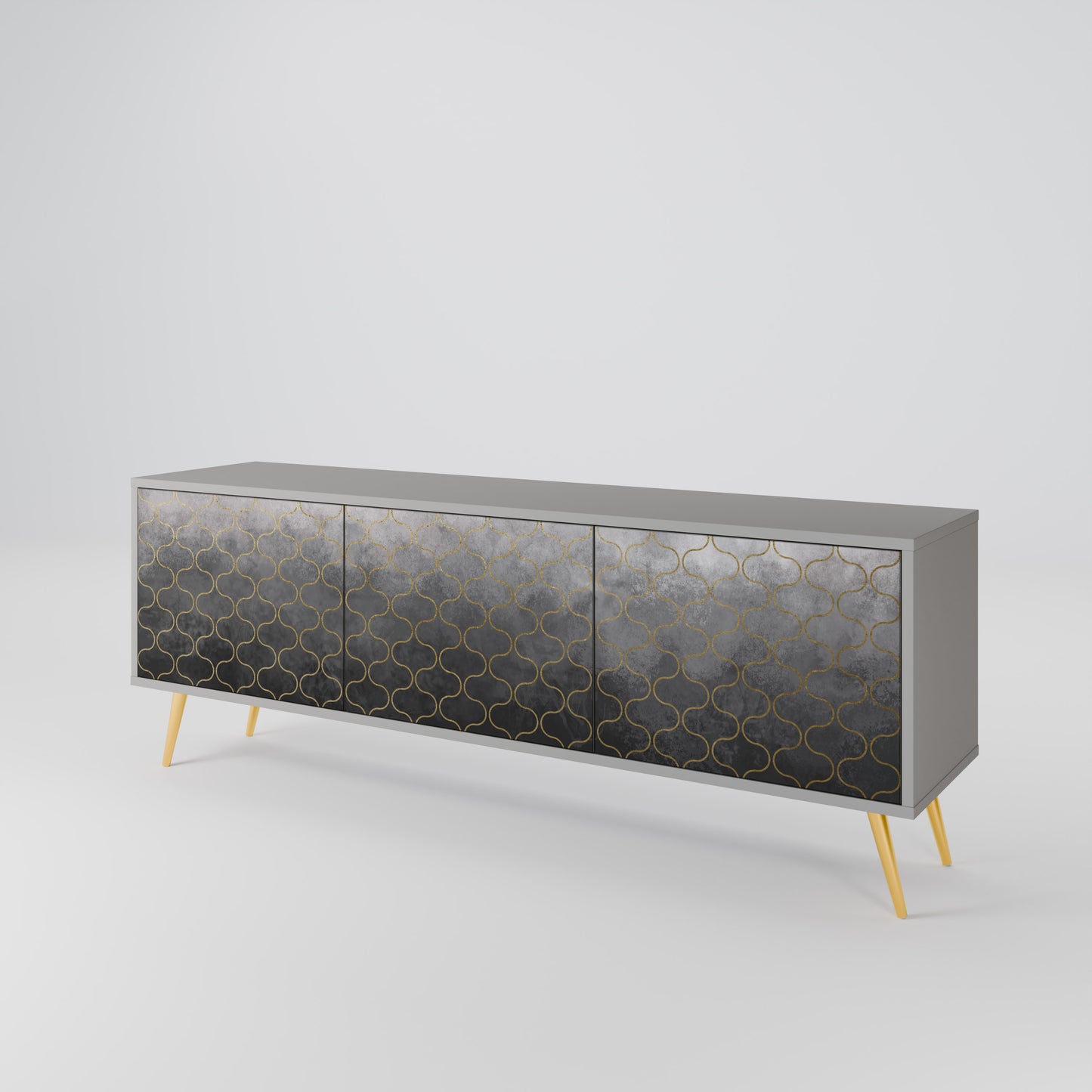 TESSELATED GRAYISH 3-Door TV Cabinet