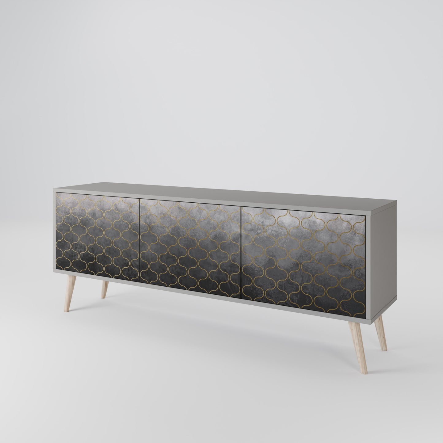 TESSELATED GRAYISH 3-Door TV Cabinet