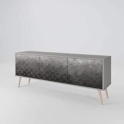 TESSELATED GRAYISH 3-Door TV Cabinet