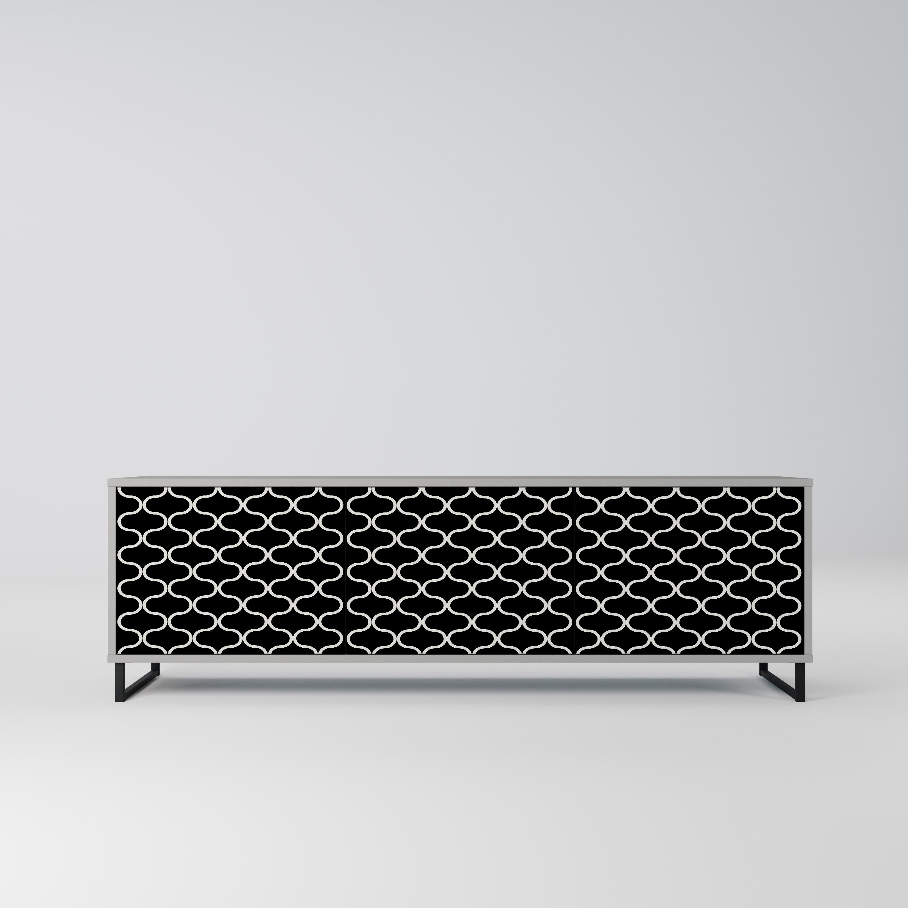 Meuble TV 3 portes TESSELATED BLACKNESS, finition grise