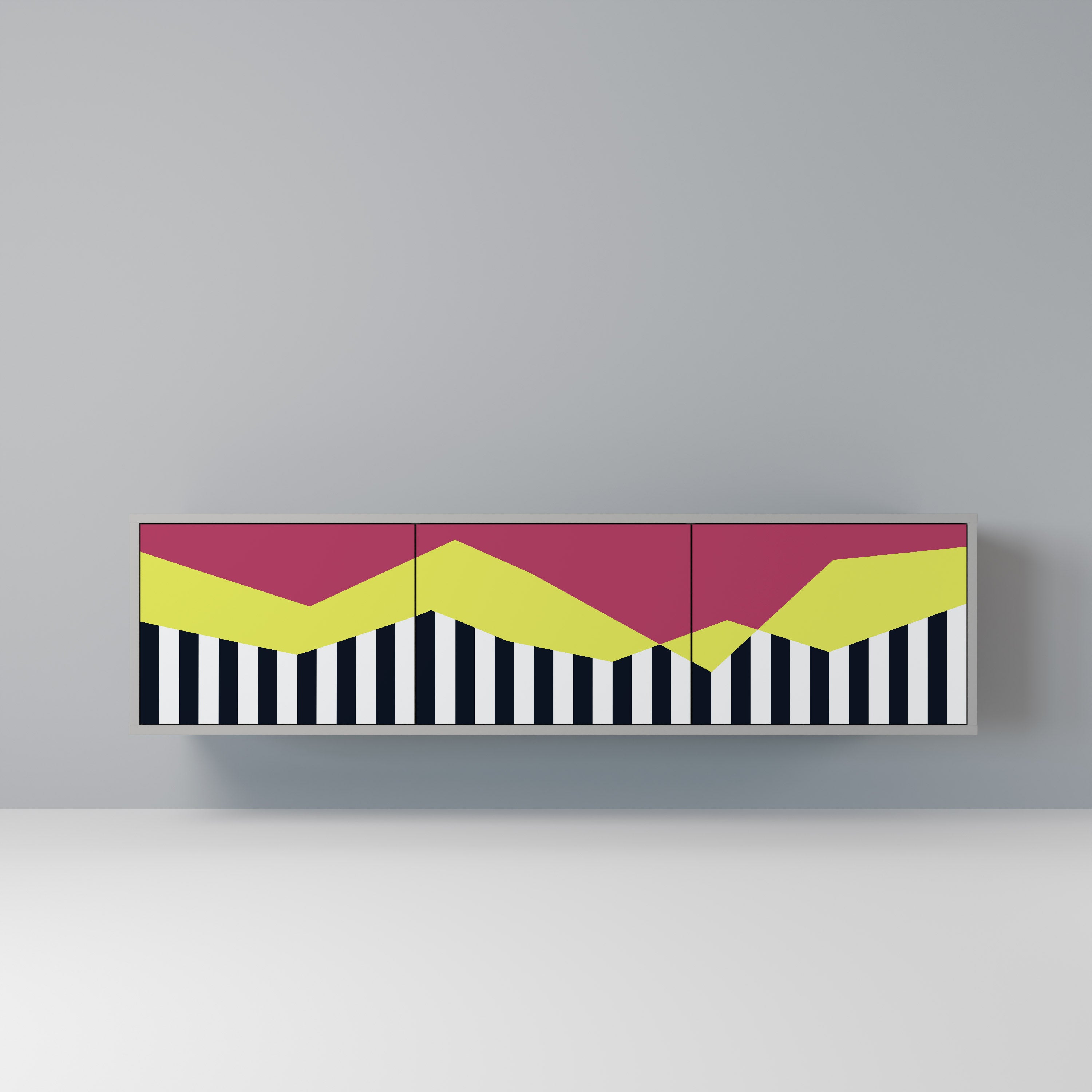 Meuble TV 3 portes PIANO FANTASY finition grise