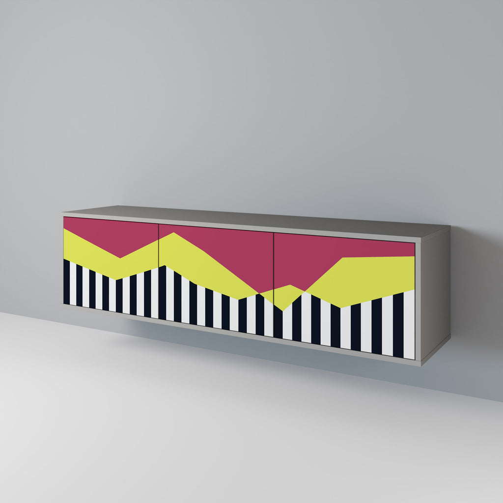 Meuble TV 3 portes PIANO FANTASY finition grise