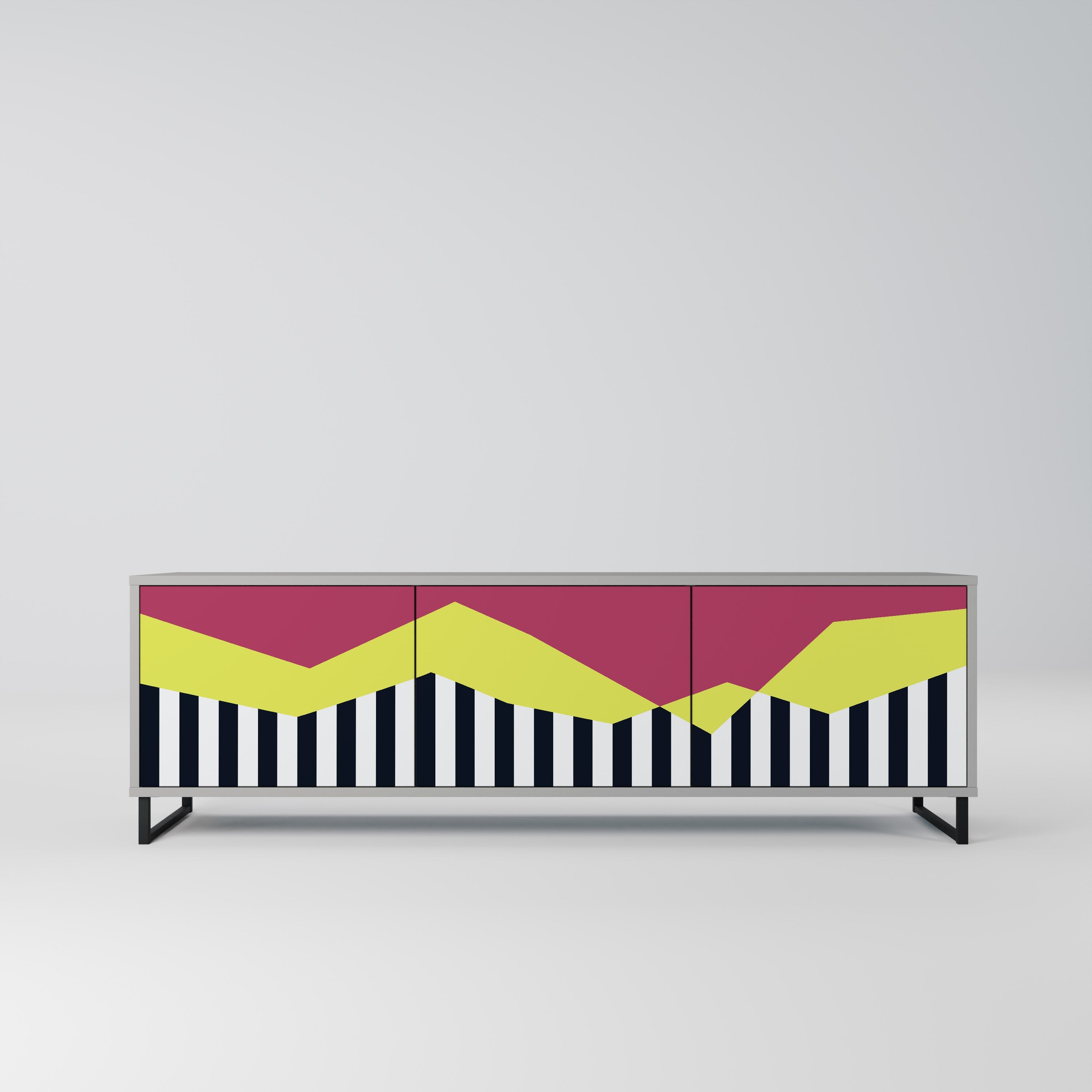 Meuble TV 3 portes PIANO FANTASY finition grise