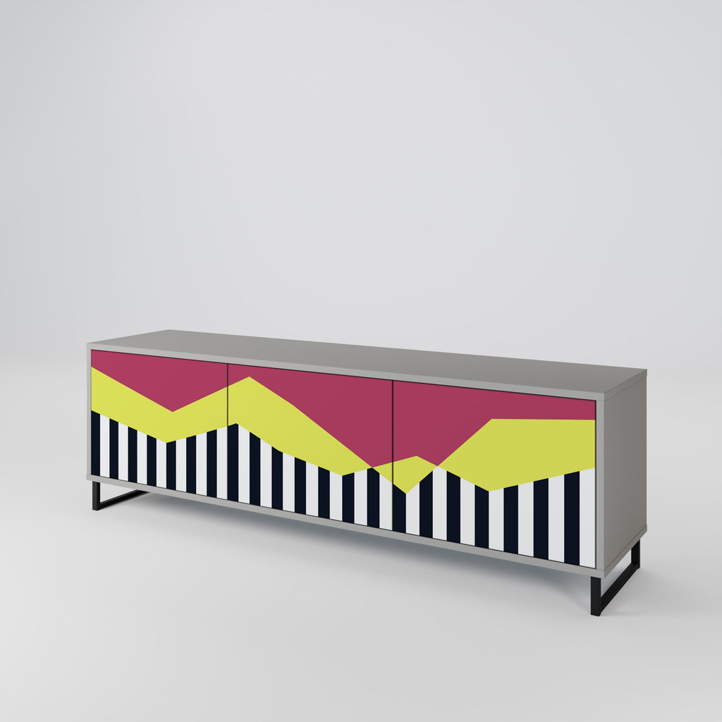 Meuble TV 3 portes PIANO FANTASY finition grise