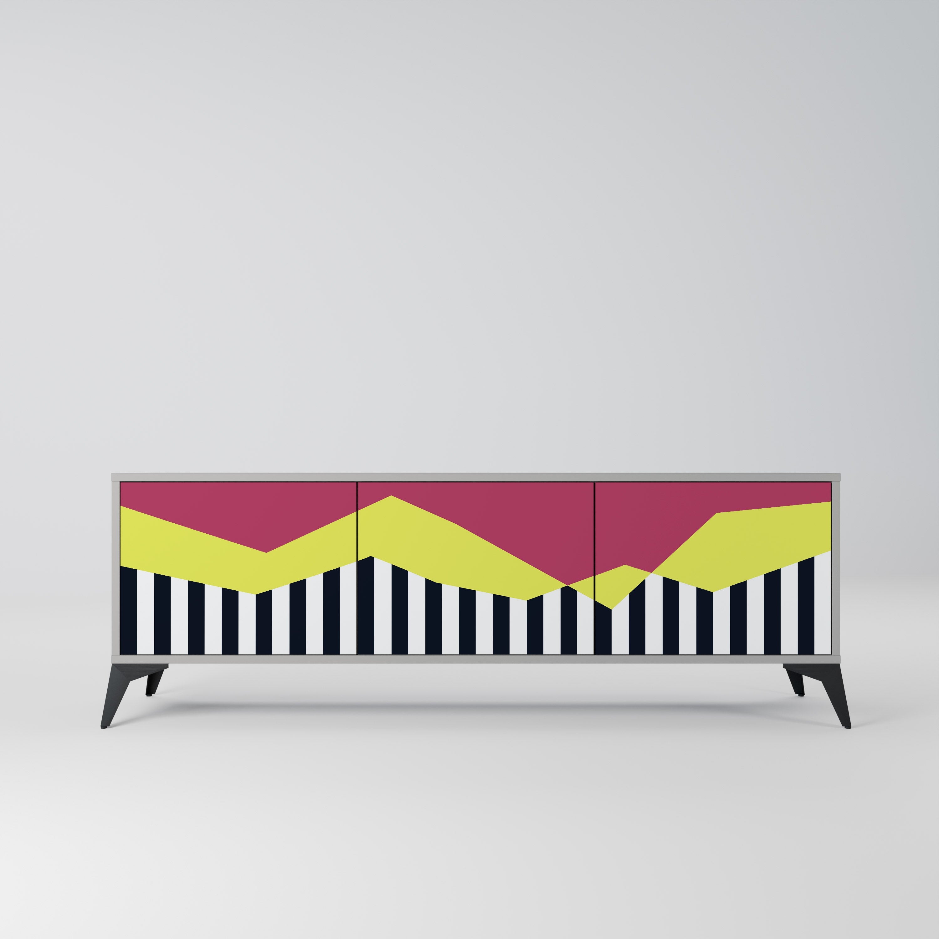 Meuble TV 3 portes PIANO FANTASY finition grise