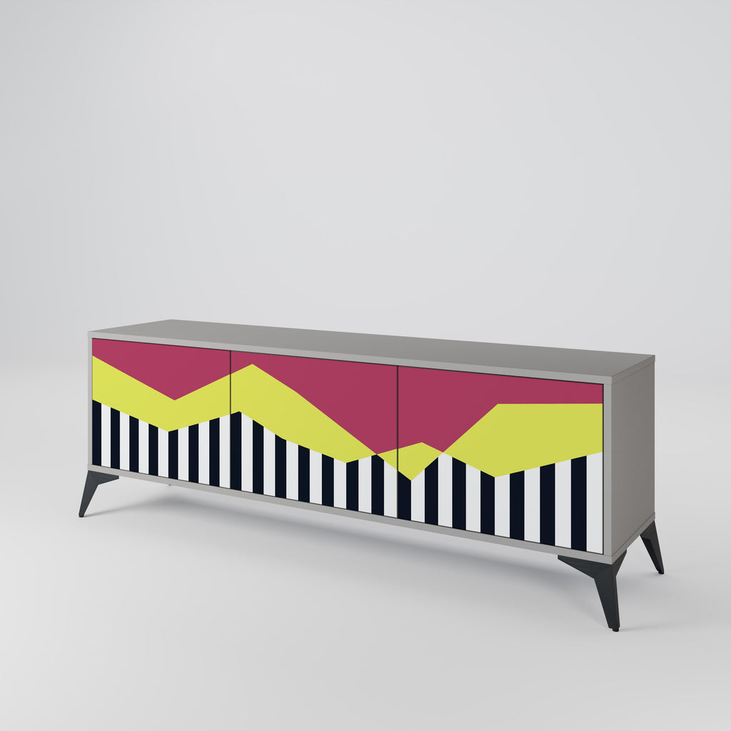 Meuble TV 3 portes PIANO FANTASY finition grise