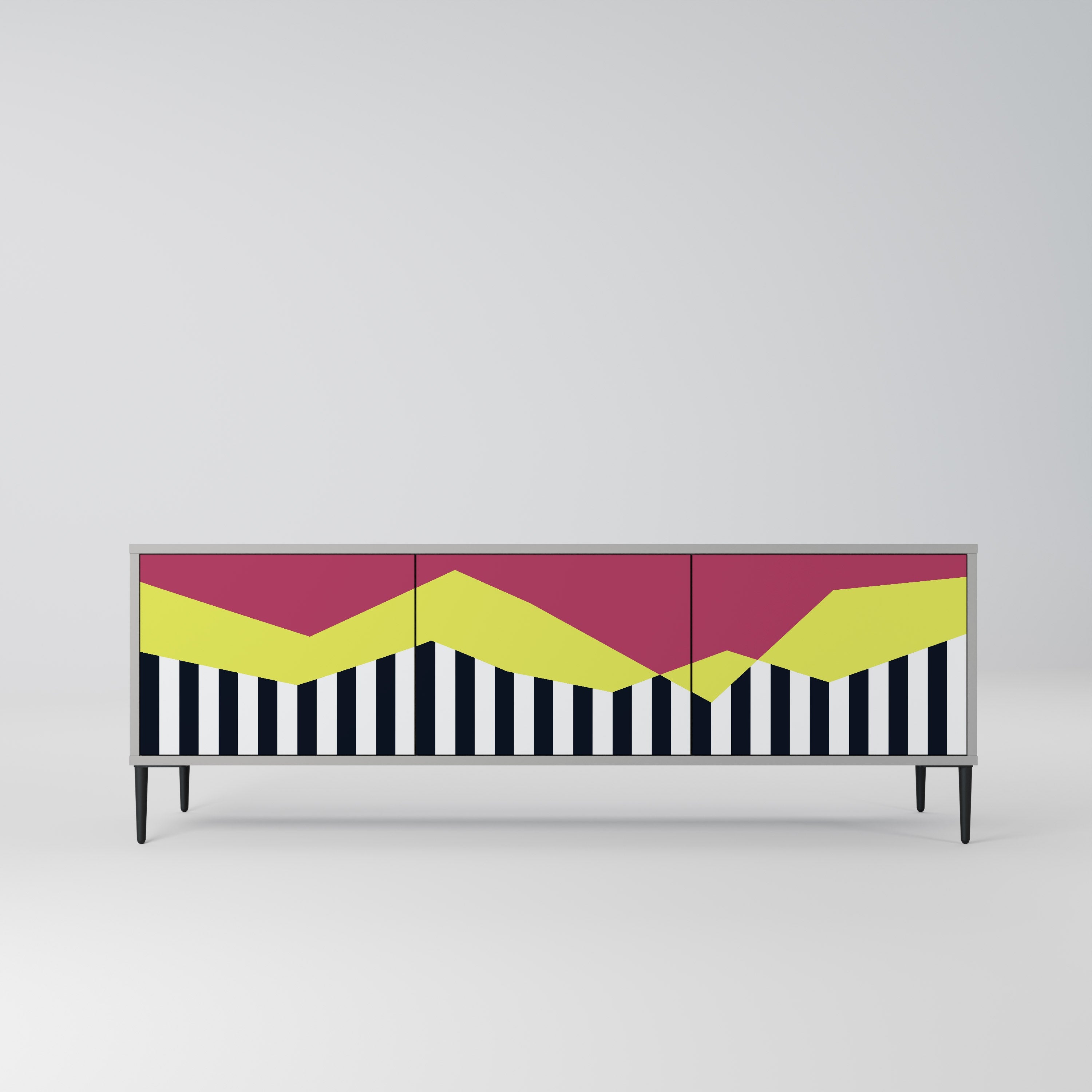 Meuble TV 3 portes PIANO FANTASY finition grise