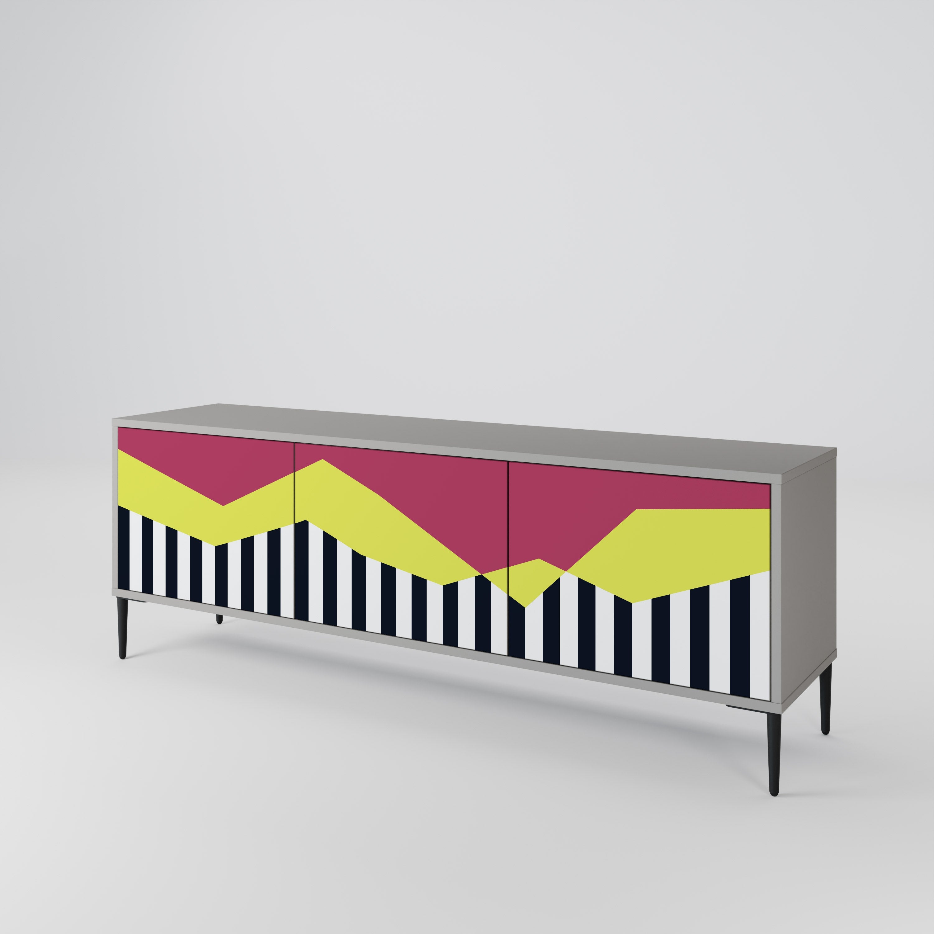 Meuble TV 3 portes PIANO FANTASY finition grise