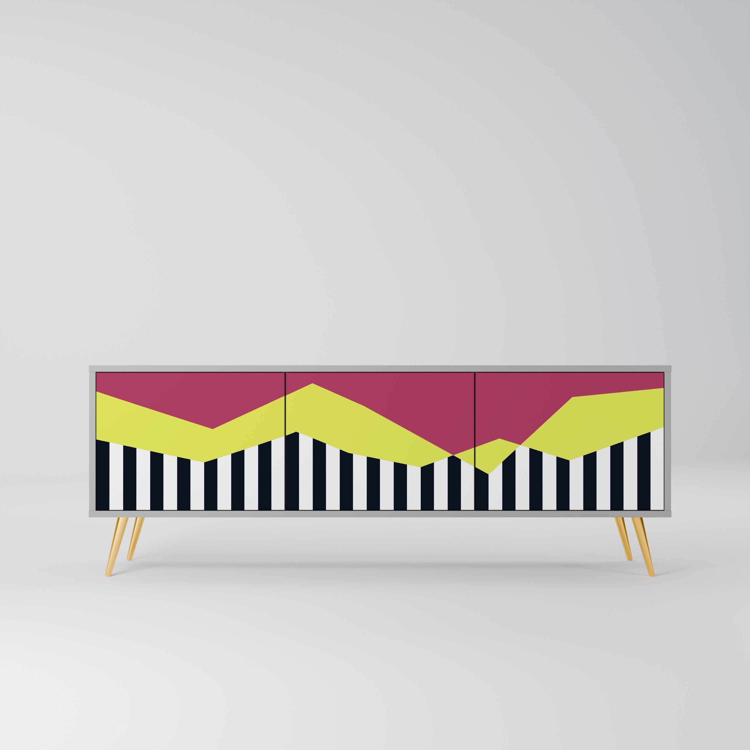 Meuble TV 3 portes PIANO FANTASY finition grise