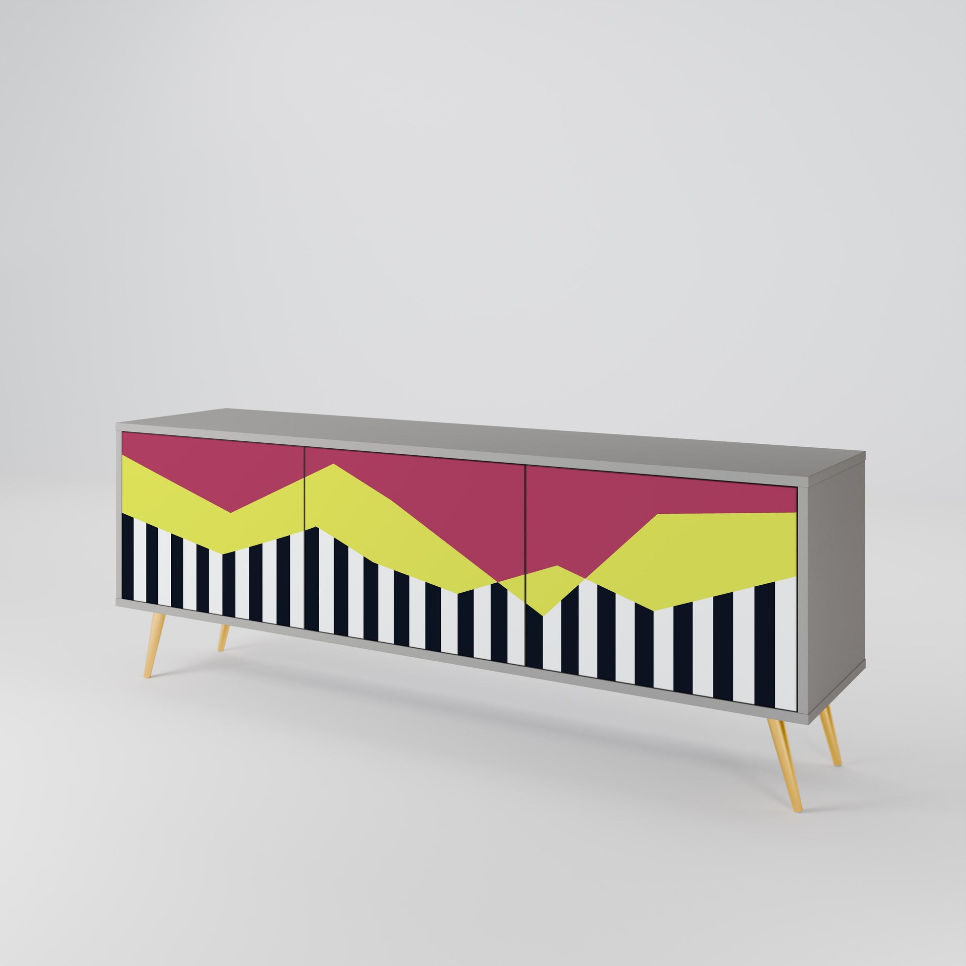 Meuble TV 3 portes PIANO FANTASY finition grise