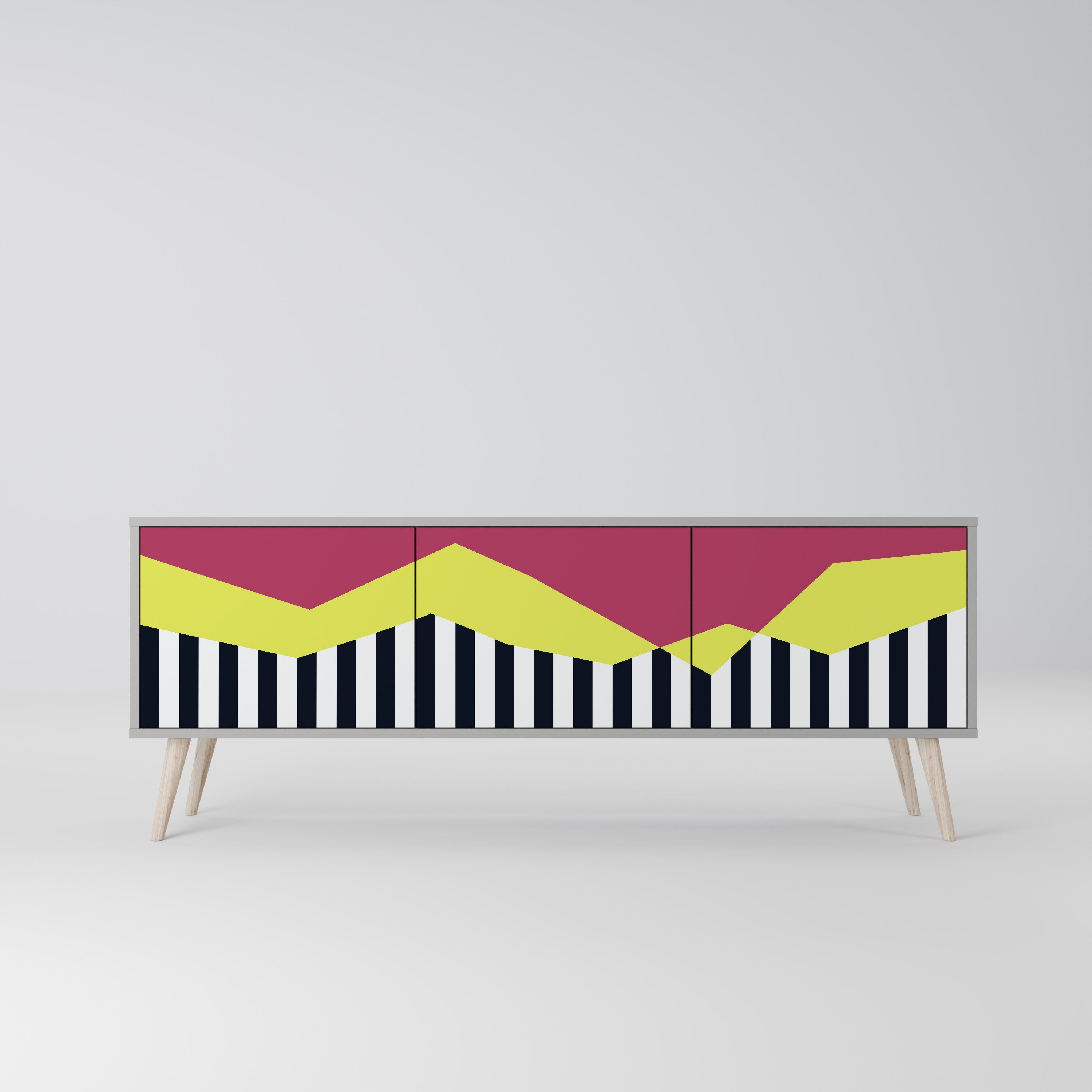 Meuble TV 3 portes PIANO FANTASY finition grise