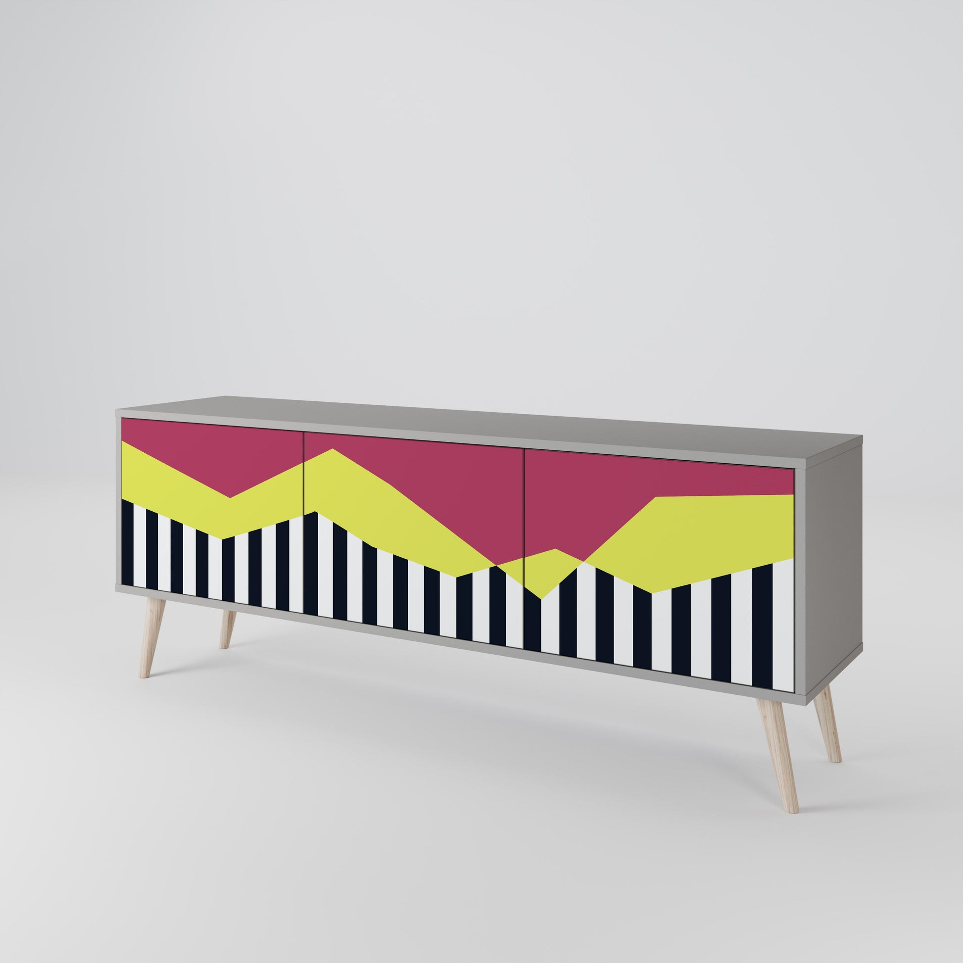 Meuble TV 3 portes PIANO FANTASY finition grise