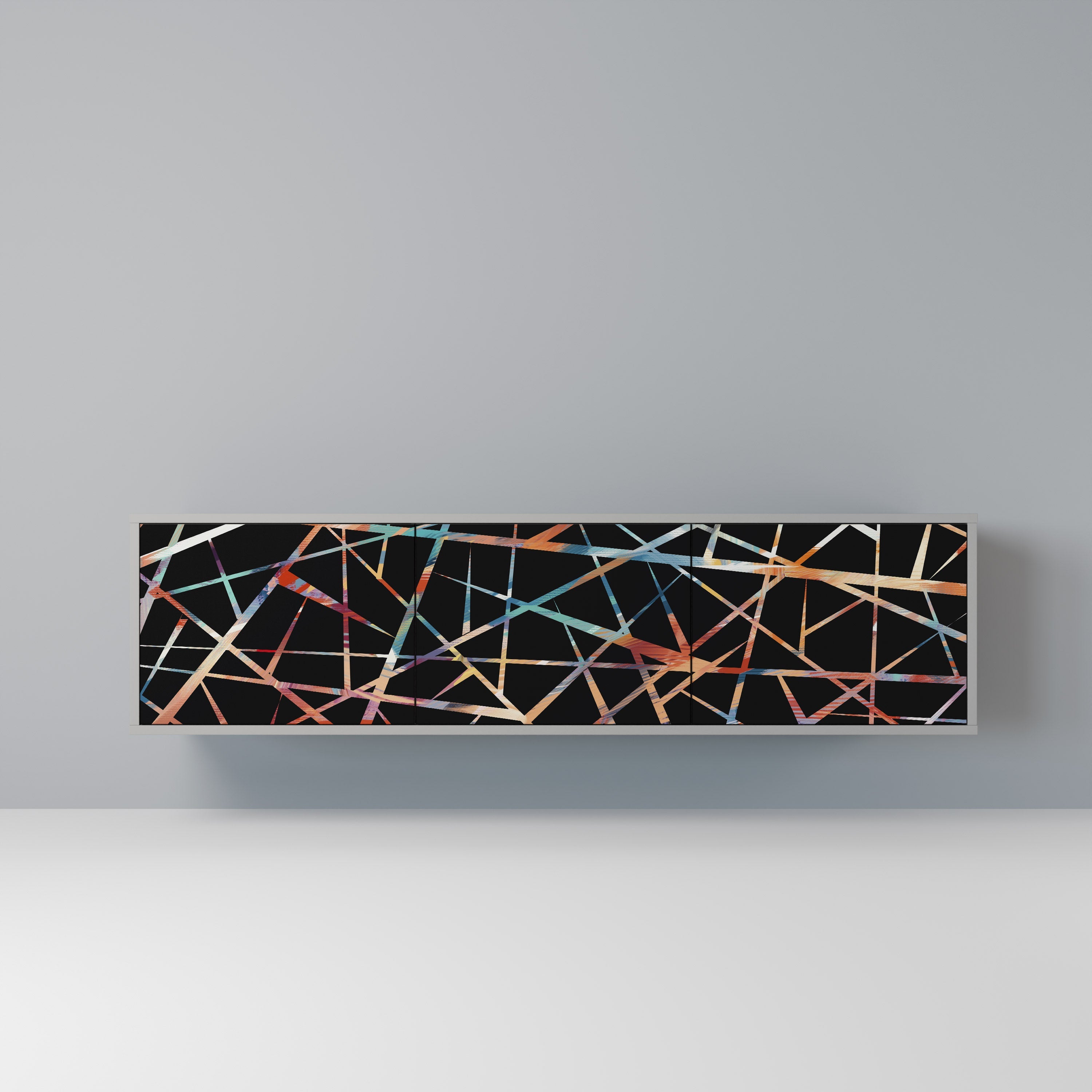 Meuble TV 3 portes POLYGON VERVE finition grise