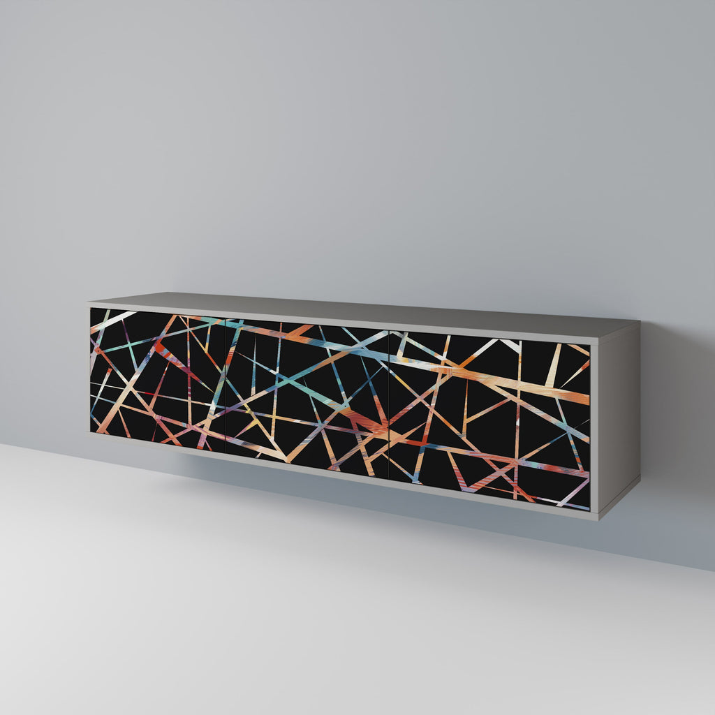 Meuble TV 3 portes POLYGON VERVE finition grise