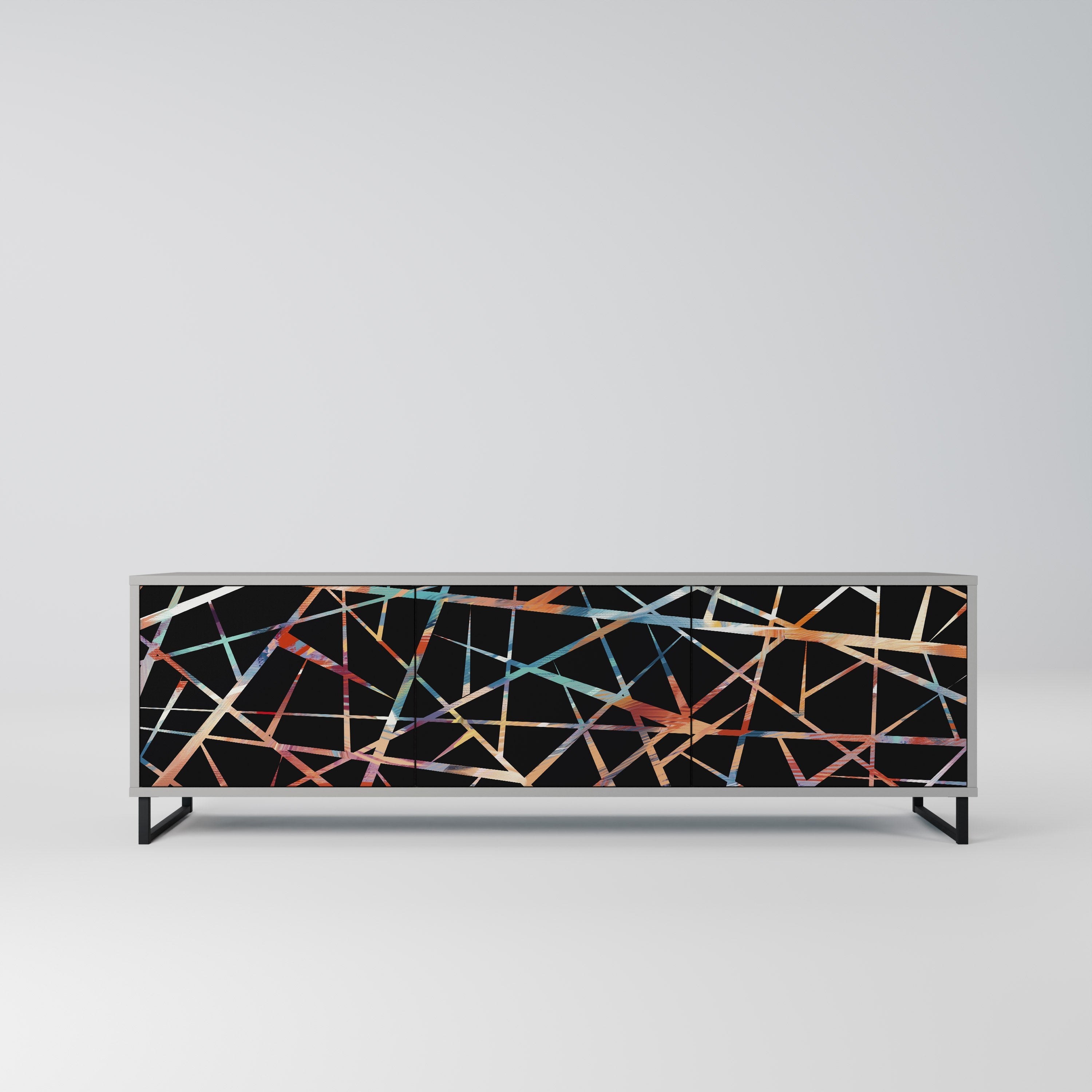 Meuble TV 3 portes POLYGON VERVE finition grise