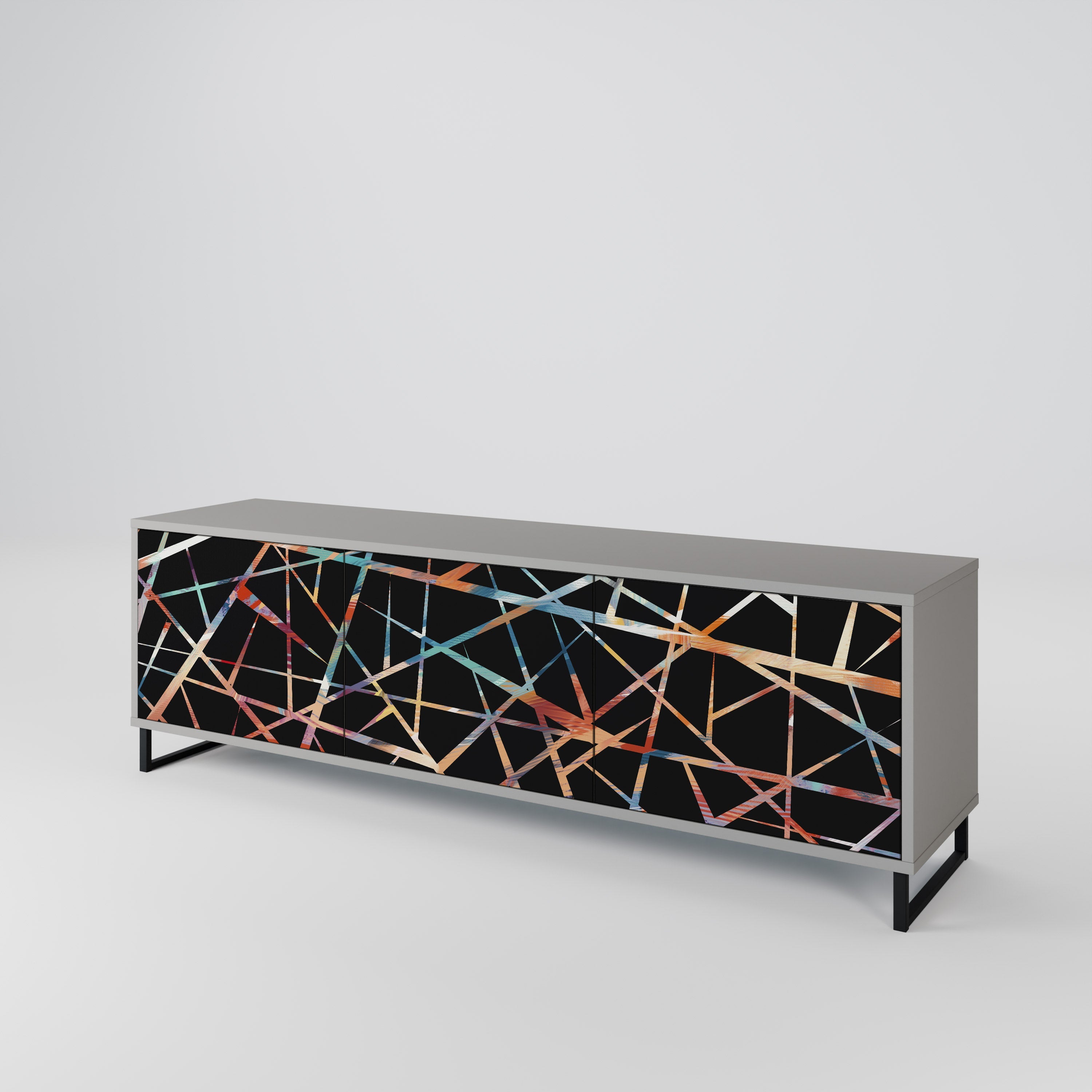 POLYGON VERVE 3-Door TV Stand in Grey Finish