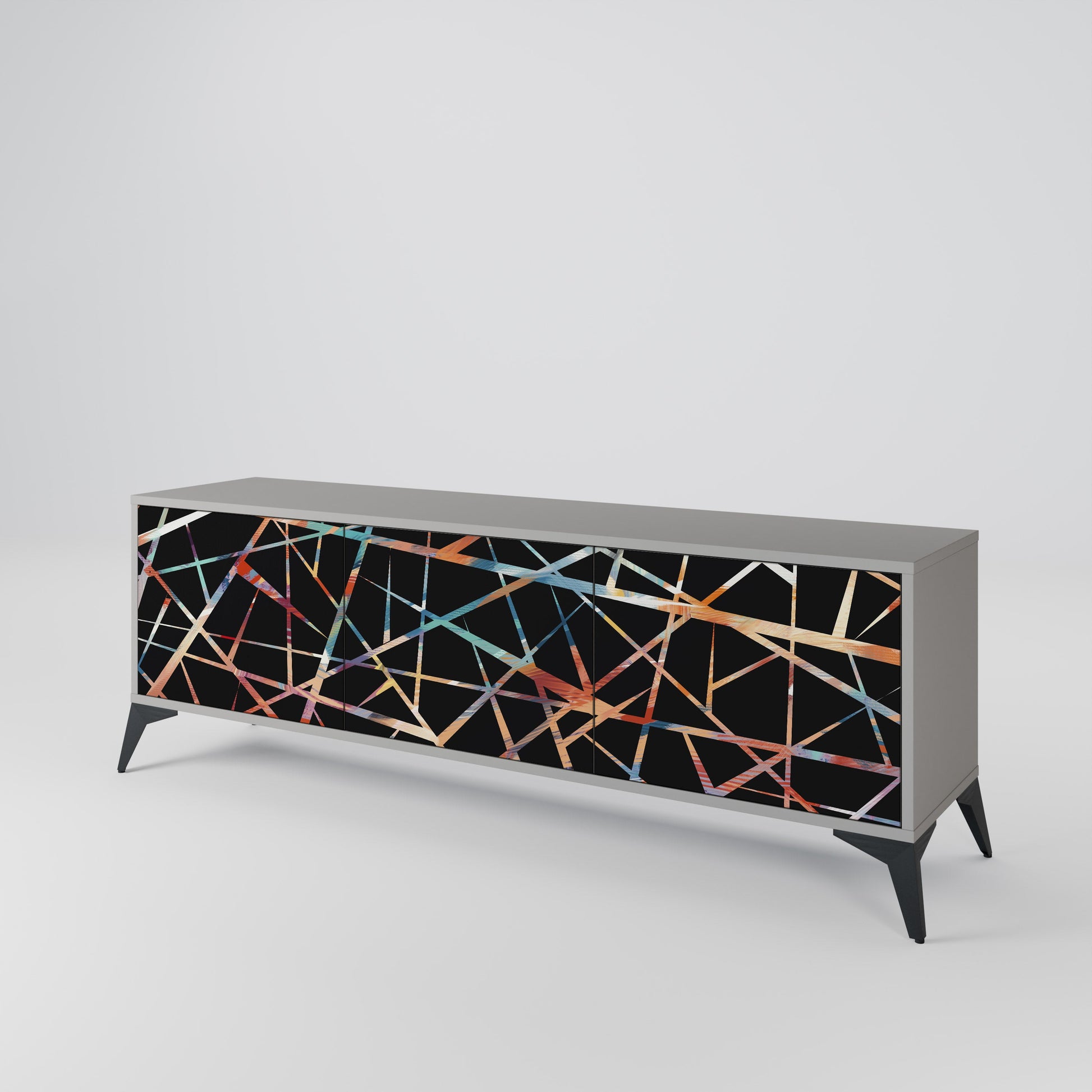 Meuble TV 3 portes POLYGON VERVE finition grise