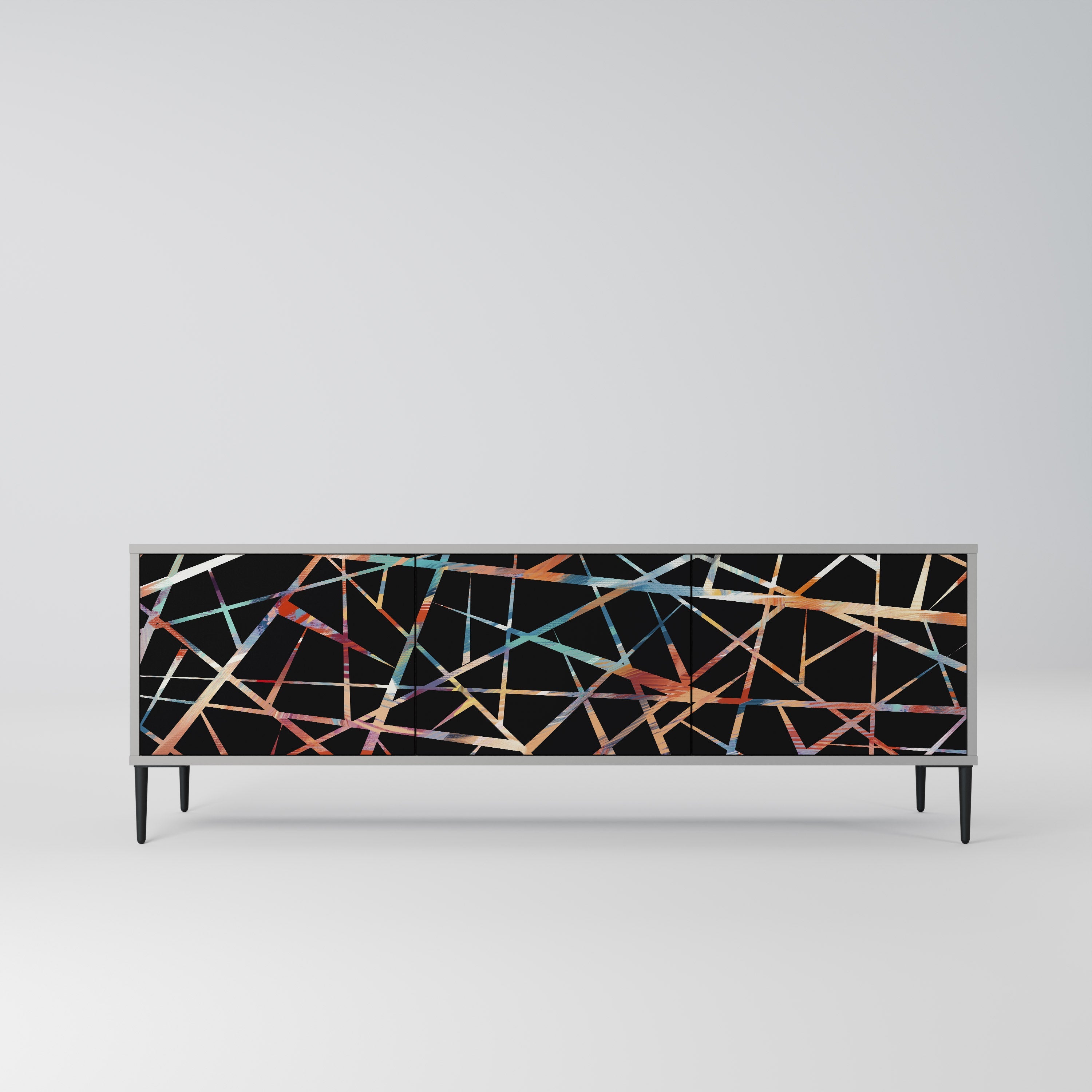 Meuble TV 3 portes POLYGON VERVE finition grise