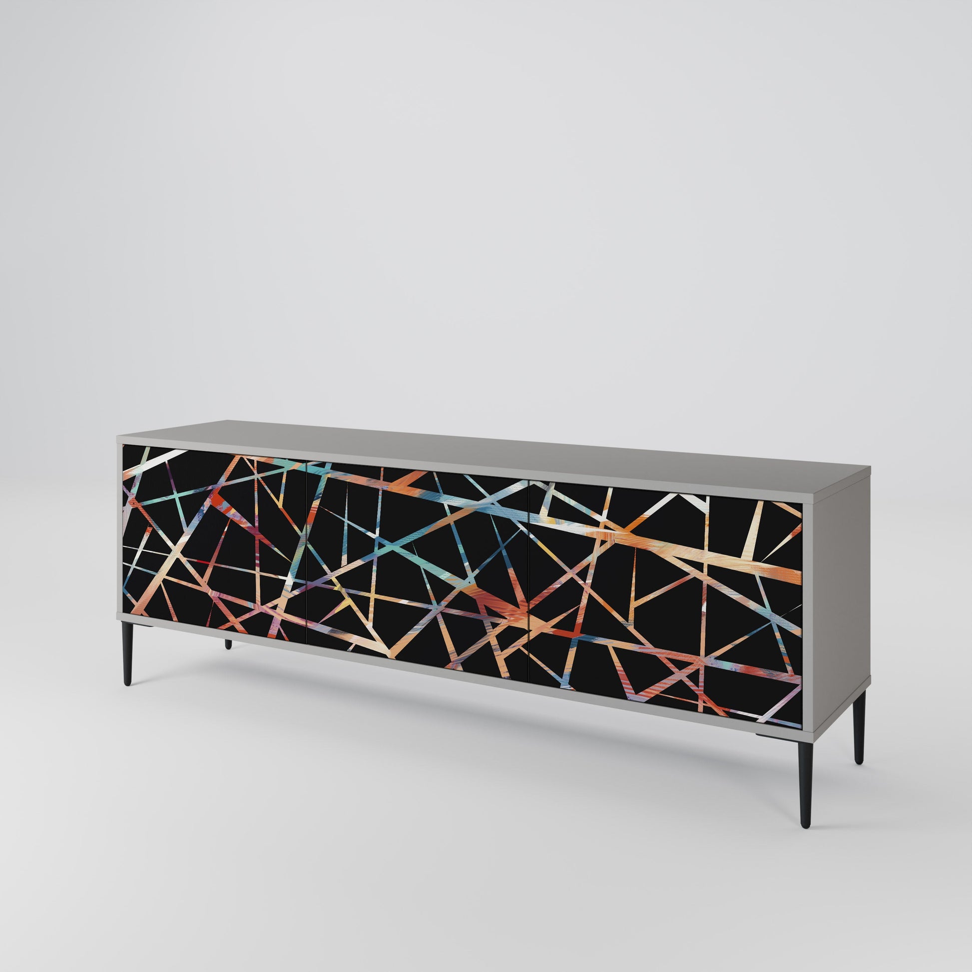 Meuble TV 3 portes POLYGON VERVE finition grise