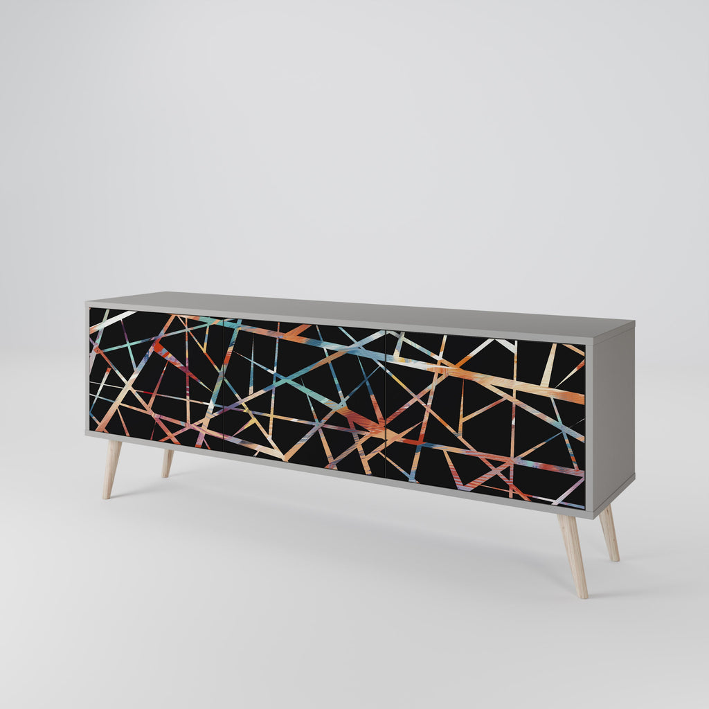 Meuble TV 3 portes POLYGON VERVE finition grise