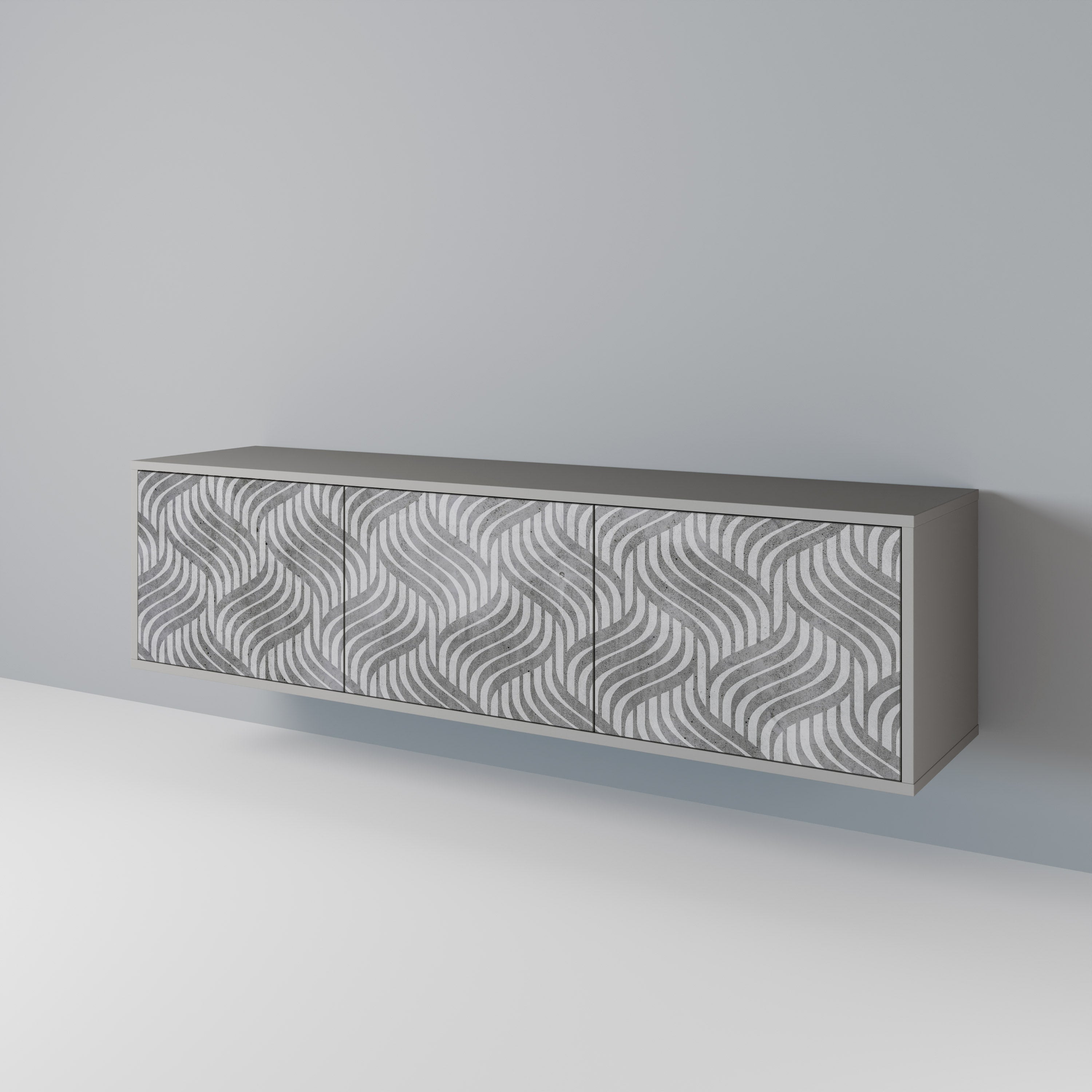 CONCRETE MOVEMENT 3-Door TV Stand in Grey Finish