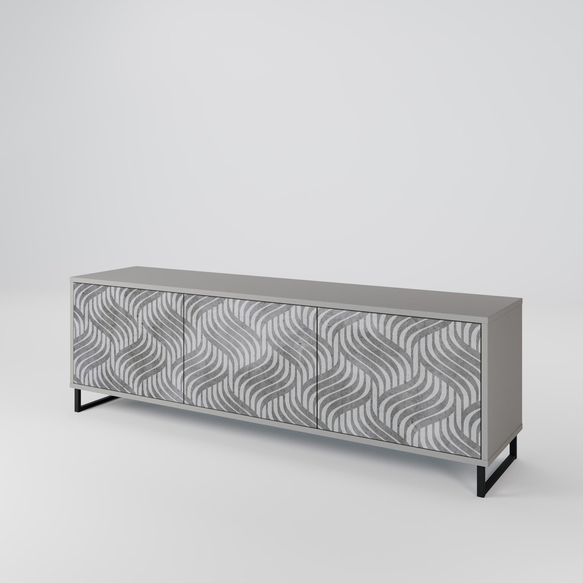 Meuble TV 3 portes CONCRETE MOVEMENT, finition grise