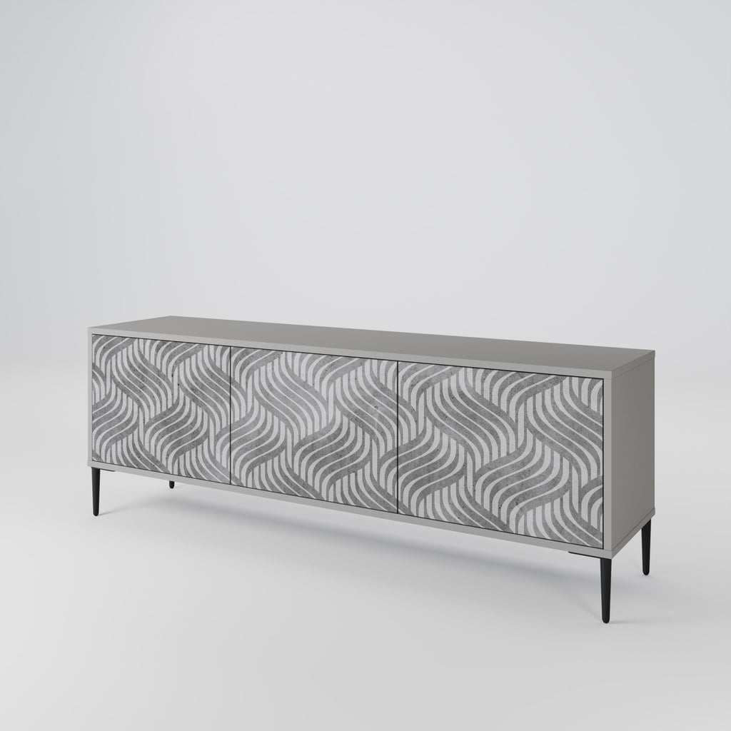 Meuble TV 3 portes CONCRETE MOVEMENT, finition grise