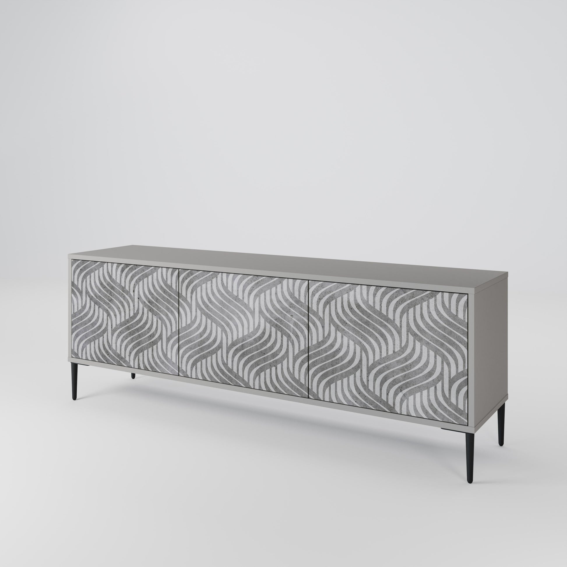 Meuble TV 3 portes CONCRETE MOVEMENT, finition grise