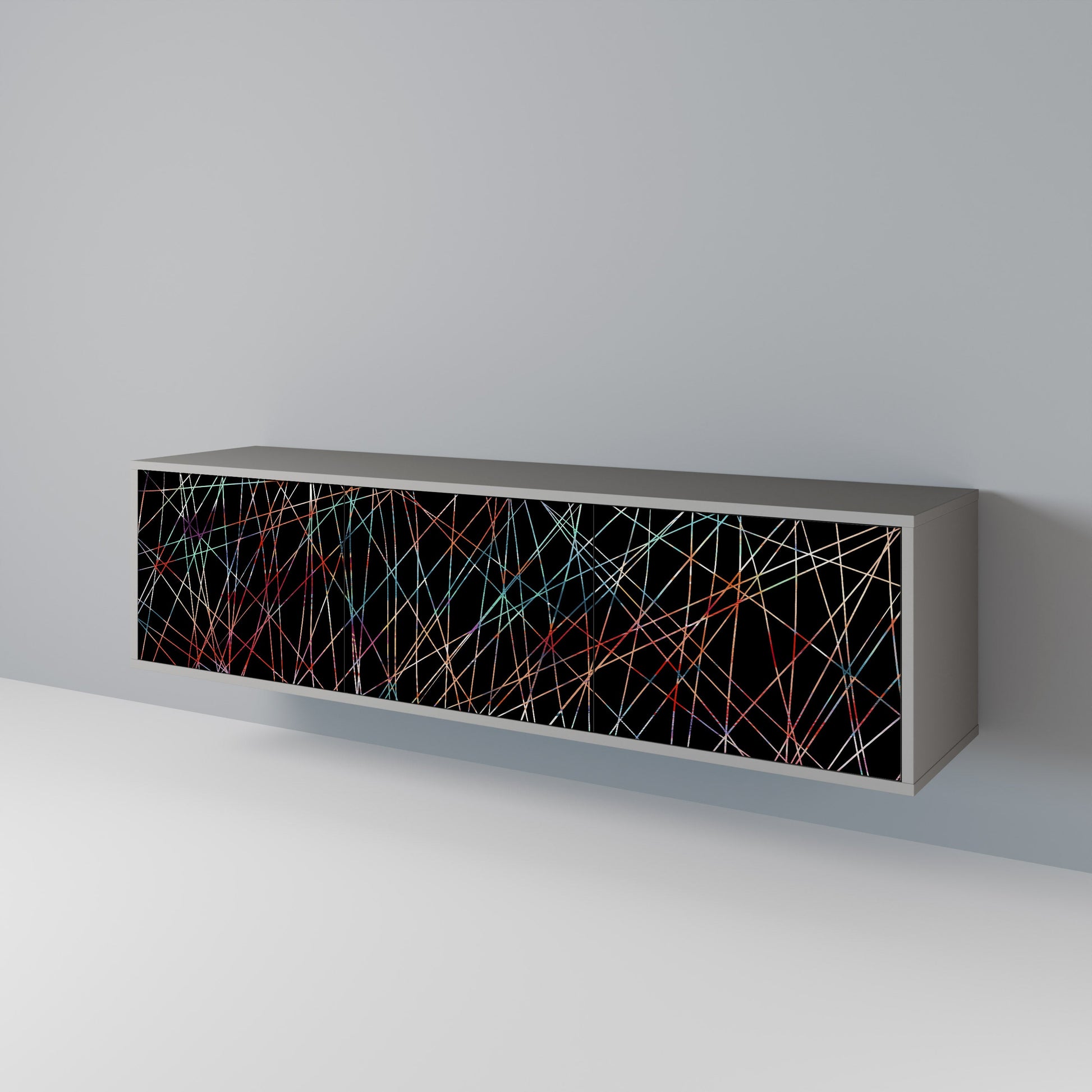 Meuble TV 3 portes LUMINOUS SNARE en finition grise