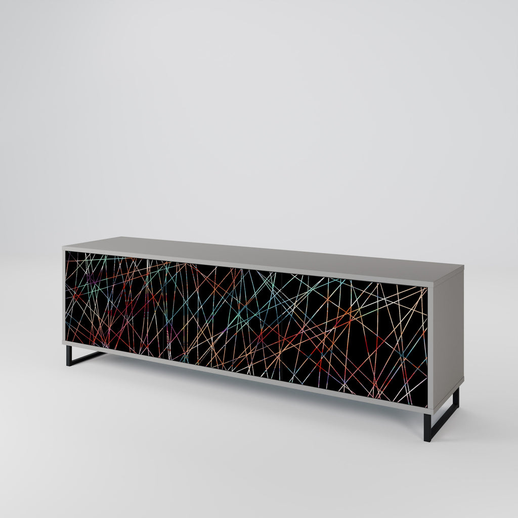 Meuble TV 3 portes LUMINOUS SNARE en finition grise