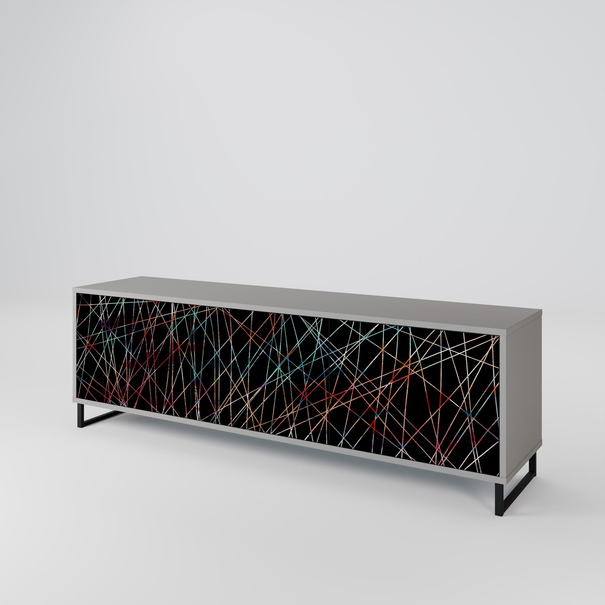 Meuble TV 3 portes LUMINOUS SNARE en finition grise